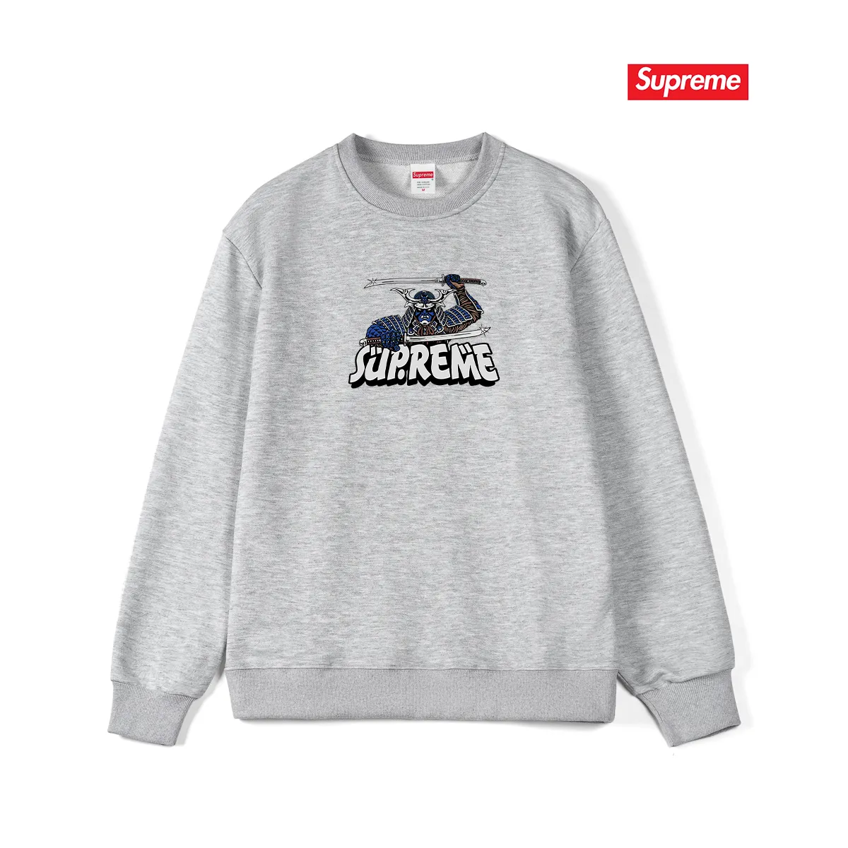Style No. S1218 #terry p150💰 Velvet 160💰 SUP armor Japanese samurai anime font round neck sweatshirt Made of 400 grams of large terry (drop shoulder large version) fabric, soft and non-pilling texture, imported environmentally friendly printing glue, bright and three-dimensional pattern, quality 💥unisex style, trendy upper body, color: black, white, gray, size: S M L XL XXL