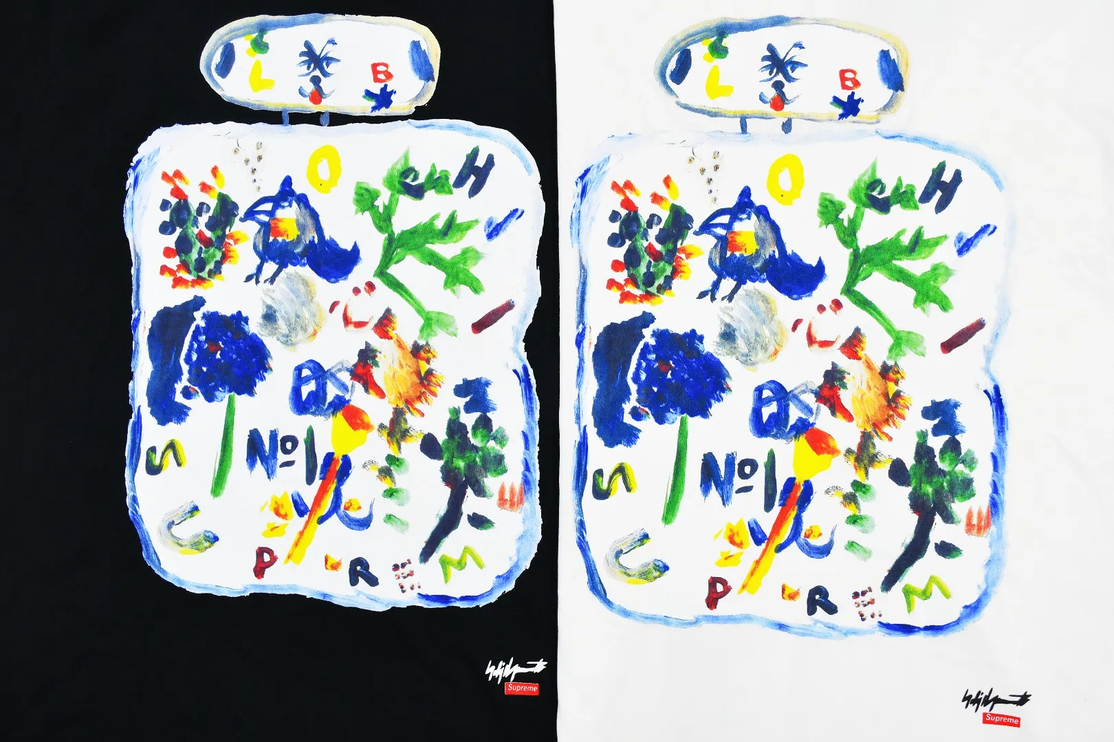 🅿️140 S102 Supreme 22FW Yohji Yamamoto Paint Tee Yamamoto Yohji co-branded hand-painted graffiti short-sleeved T-shirt. Refuse to look at pictures to make products. Refuse to compare wrong versions. Use cylindrical seamless technology (original technology, there are no stitched bones on the side of the clothes, key points of identification) The fabrics are all custom-woven and dyed, 280g weight, 100% cotton, cylindrical fabric. Cylindrical fabric is a knitted fabric woven with a cylinder loom. The needles are distributed in a cylindrical shape on the fuselage. The gray fabric is a large cylinder, which needs to be opened and shaped before it can be used further. There are no slits on the side of the clothes, so there is no washing label on the side of ordinary short-sleeves. There is only one collar label behind the neck. The printing uses thermosetting ink printing imported from Belgium, also known as plastic ink, or self-adhesive ink. Its ingredients are: mainly composed of polyvinyl chloride (PVC) and phthalates, including PVC and phthalates, color fixing agents, and stabilizers. The thermosetting ink is composed of a mixture of agents and thickeners, which is not the digital direct printing advertised on the market. The printing texture of thermosetting ink is unachievable by digital direct printing. The collar label has a watermark anti-counterfeiting effect, a real anti-counterfeiting layer, a version with a high probability of passing the inspection, and the original packaging picture has a high probability of passing the test. Size：S-XL