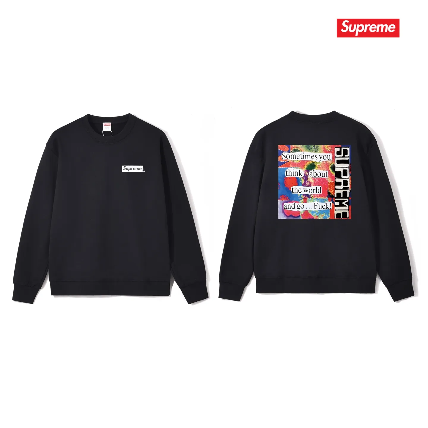 Style No. S1070 #terry p150💰 Velvet 160💰 Supreme FW23 WEEK7 STATIC TEE letter round neck sweatshirt Made of 400g large terry (drop shoulder large version) fabric, soft texture and no pilling Imported environmentally friendly printing glue The pattern is bright and three-dimensional Quality💥Same style for men and women The upper body is fashionable Color: black white gray Size: S M L XL XXL