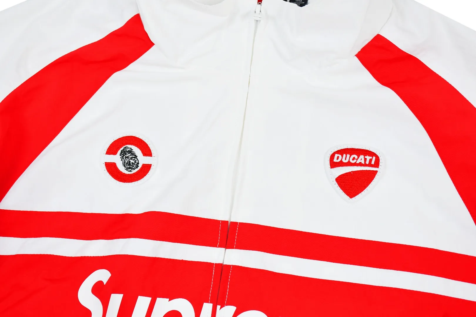 S552💰p570 Supreme 24ss Ducati Ducati co-branded Track Jacket racing uniform school uniform jacket - Color: Black White - Size: S M L XL Customized full set of accessories/YKK metal zipper/Customized hardware/Three standards