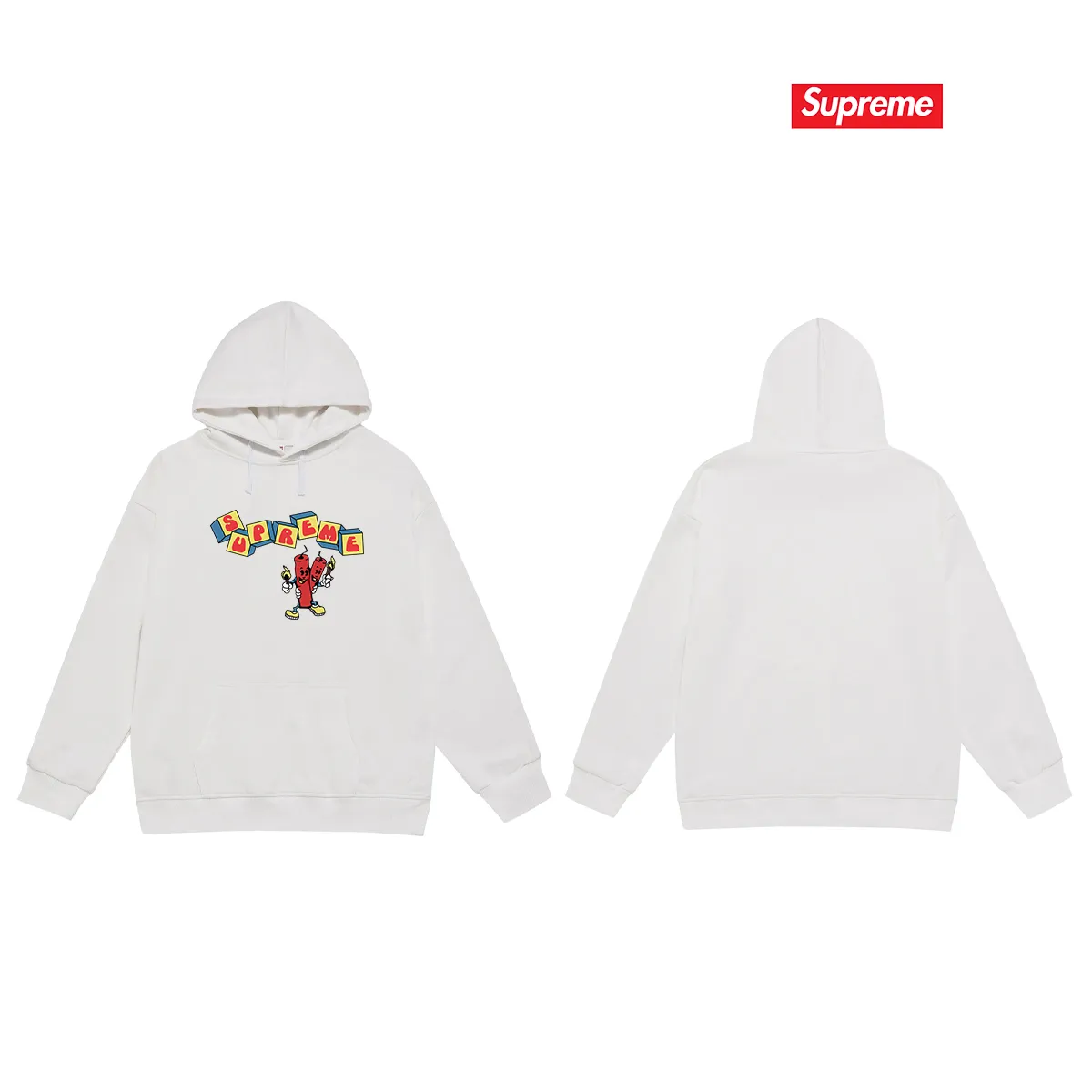 Style number S2025 #terry P160💰 Velvet P170💰 Supreme SS19 Dynamite Tee printed hooded sweatshirt Made of 400g large terry 430g silver fox velvet (drop shoulder large version) fabric, soft texture and no pilling Imported environmentally friendly printing glue The pattern is bright and three-dimensional Quality 💥Same style for men and women The upper body is trendy Color: black white gray Size: S M L XL XXL