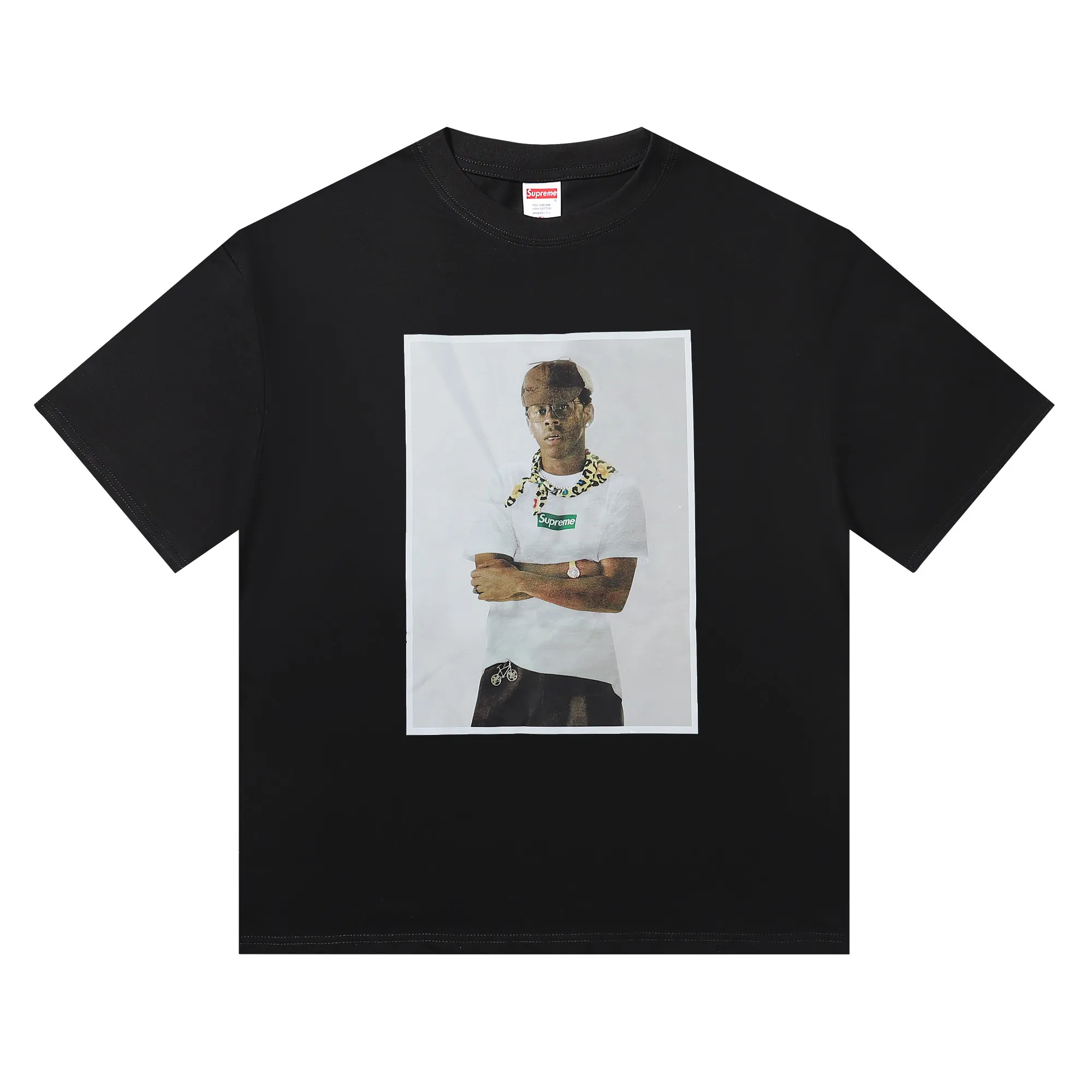 P136 supreme tyler the Creator Tee White Black SMLXL Size Shoulder Width Bust Length S 52 56 70 M 54 58 72 L 56 60 74 XL 58 62 76