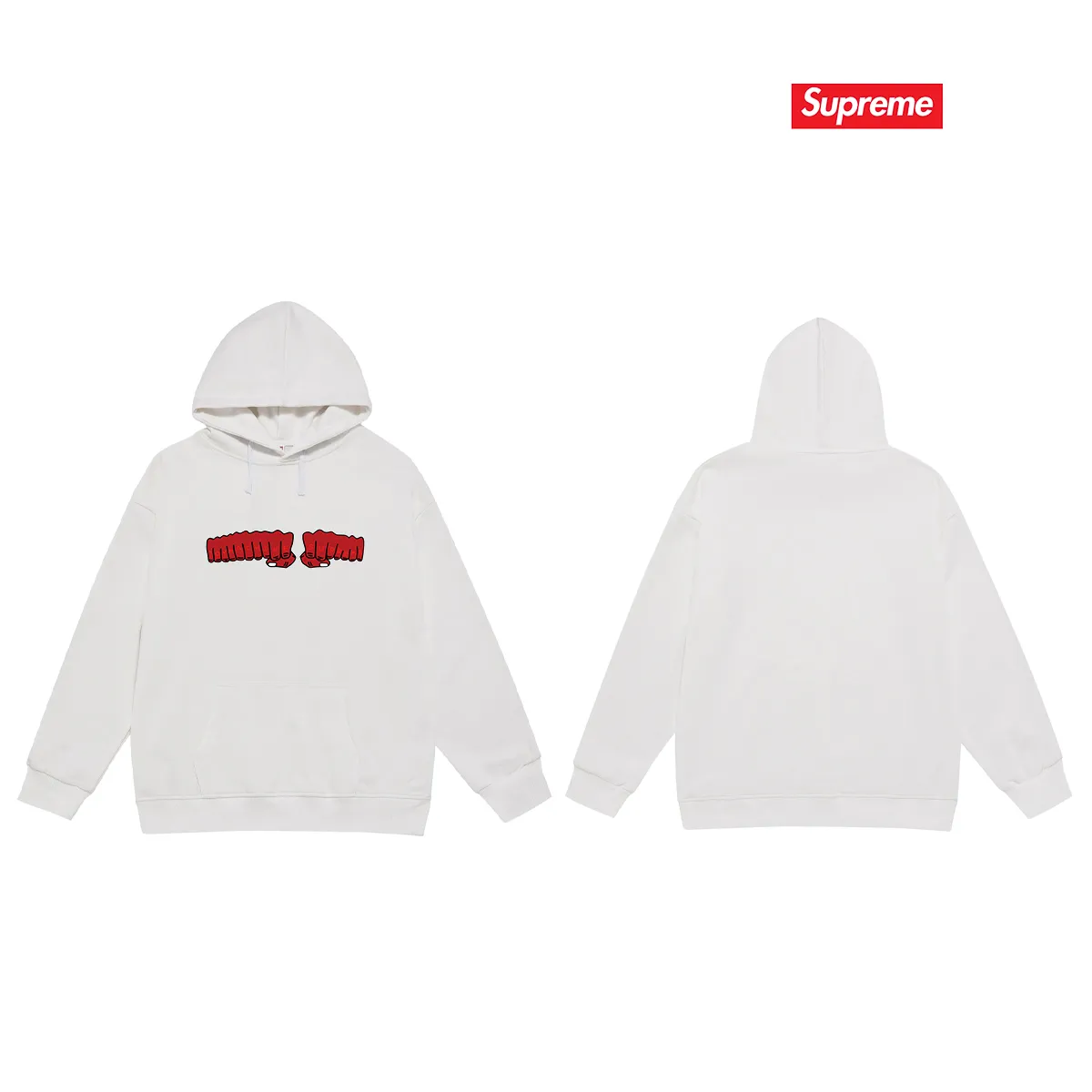 Style No. S2237 #terry P160💰 Velvet P170💰 Supreme x toy machine joint model SS24 Week4 FIST TEE chest fist printed hooded sweatshirt Made of 400g large terry 430g silver fox velvet (drop shoulder large version) fabric, soft texture and no pilling Imported environmentally friendly printing glue The pattern is bright and three-dimensional Quality 💥Same style for men and women The upper body is trendy Color: black White Gray Size: S M L XL XXL