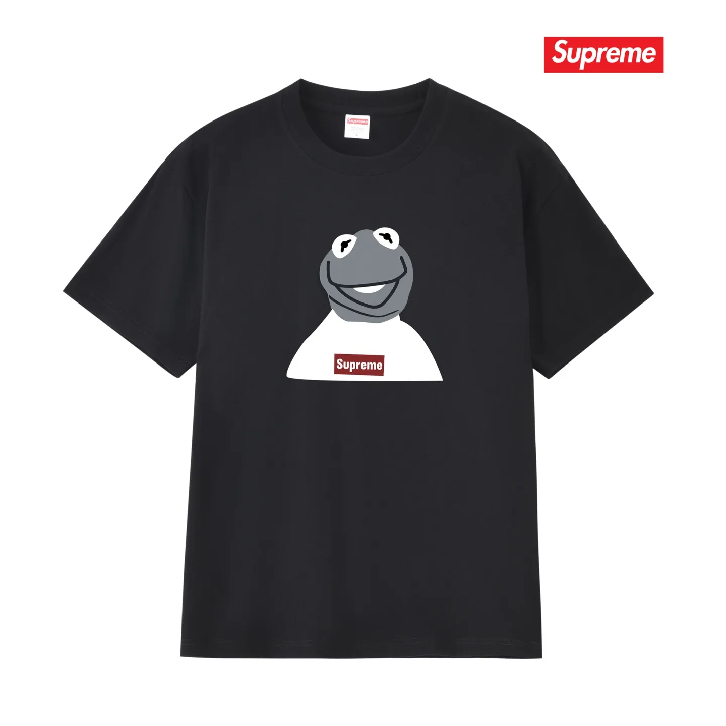 S225 P110💰 supreme 08ss kermit Sesame Street frog character photo tee short-sleeved loose fit Made of 260g combed cotton double yarn, all three standards from fabrics to accessories are complete and ZP-imported Matsui company's slurry printing will never crack The whole piece adopts three-needle five-thread process The neckline-shoulder seam-sleeve seam double line, looks more three-dimensional and textured) The same process as the authentic original version, classic version Feel free to compare zp. The whole piece adopts three-needle five-thread craftsmanship (neckline-shoulder seam-sleeve seam double thread, which looks more three-dimensional and textured). It has the same craftsmanship as the original original, classic version. Color: black, white, light gray, pink, navy. Size: S M L XL XXL