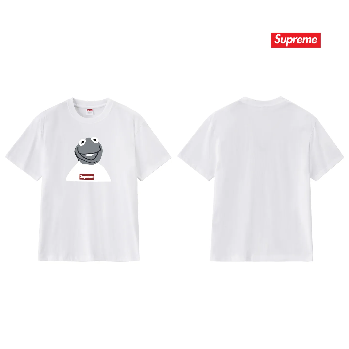 S225 P110💰 supreme 08ss kermit Sesame Street frog character photo tee short-sleeved loose fit Made of 260g combed cotton double yarn, all three standards from fabrics to accessories are complete and ZP-imported Matsui company's slurry printing will never crack The whole piece adopts three-needle five-thread process The neckline-shoulder seam-sleeve seam double line, looks more three-dimensional and textured) The same process as the authentic original version, classic version Feel free to compare zp. The whole piece adopts three-needle five-thread craftsmanship (neckline-shoulder seam-sleeve seam double thread, which looks more three-dimensional and textured). It has the same craftsmanship as the original original, classic version. Color: black, white, light gray, pink, navy. Size: S M L XL XXL