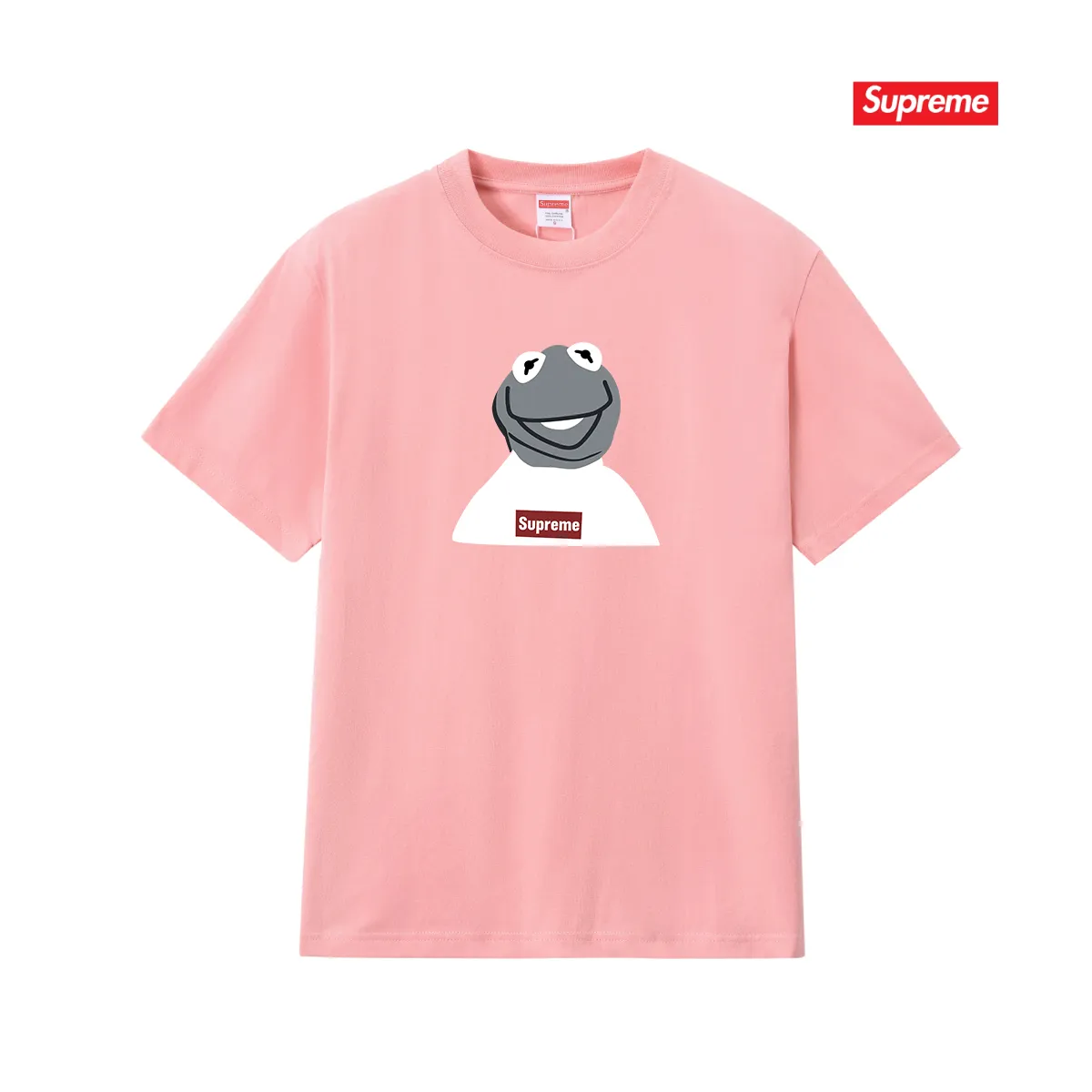 S225 P110💰 supreme 08ss kermit Sesame Street frog character photo tee short-sleeved loose fit Made of 260g combed cotton double yarn, all three standards from fabrics to accessories are complete and ZP-imported Matsui company's slurry printing will never crack The whole piece adopts three-needle five-thread process The neckline-shoulder seam-sleeve seam double line, looks more three-dimensional and textured) The same process as the authentic original version, classic version Feel free to compare zp. The whole piece adopts three-needle five-thread craftsmanship (neckline-shoulder seam-sleeve seam double thread, which looks more three-dimensional and textured). It has the same craftsmanship as the original original, classic version. Color: black, white, light gray, pink, navy. Size: S M L XL XXL