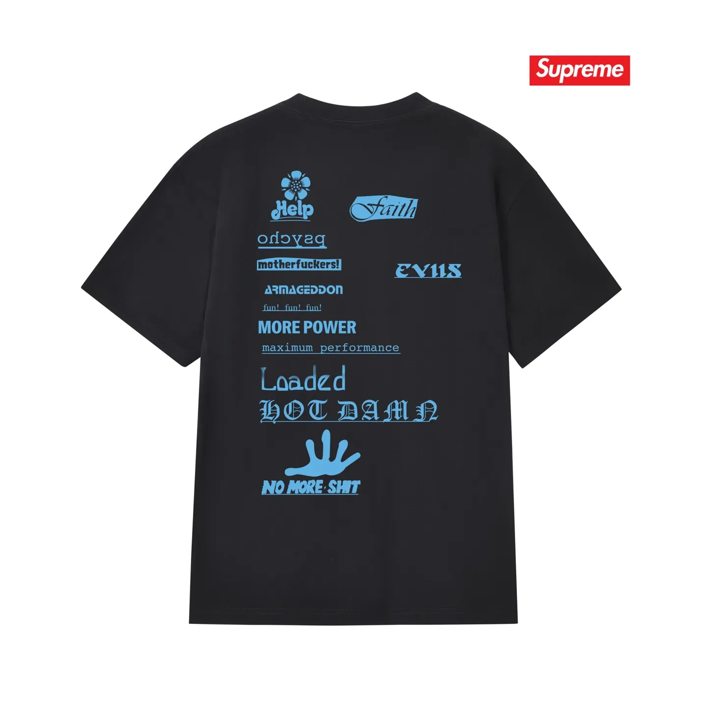 S243 P110💰 Supreme Week 17 No More Shit Tee letter printed round neck T-shirt, same style for men and women, loose fit, made of 260g combed cotton double yarn, all three standards from fabrics to accessories are in compliance with ZP, imported Matsui Company slurry printing will never crack, the whole piece adopts three-needle five-thread process (neckline-shoulder seam-sleeve seam double line, looks more three-dimensional and textured) consistent with the original version, classic version Feel free to compare zp. The whole piece adopts three-needle five-thread craftsmanship (neckline-shoulder seam-sleeve seam double thread, which looks more three-dimensional and textured). It has the same craftsmanship as the original original, classic version. Color: black, white, light gray, pink, navy. Size: S M L XL XXL