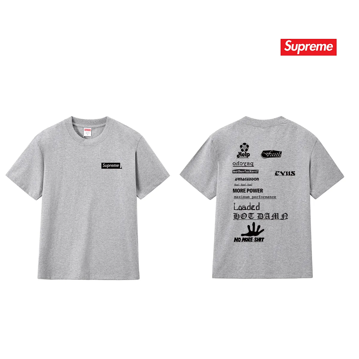 S243 P110💰 Supreme Week 17 No More Shit Tee letter printed round neck T-shirt, same style for men and women, loose fit, made of 260g combed cotton double yarn, all three standards from fabrics to accessories are in compliance with ZP, imported Matsui Company slurry printing will never crack, the whole piece adopts three-needle five-thread process (neckline-shoulder seam-sleeve seam double line, looks more three-dimensional and textured) consistent with the original version, classic version Feel free to compare zp. The whole piece adopts three-needle five-thread craftsmanship (neckline-shoulder seam-sleeve seam double thread, which looks more three-dimensional and textured). It has the same craftsmanship as the original original, classic version. Color: black, white, light gray, pink, navy. Size: S M L XL XXL