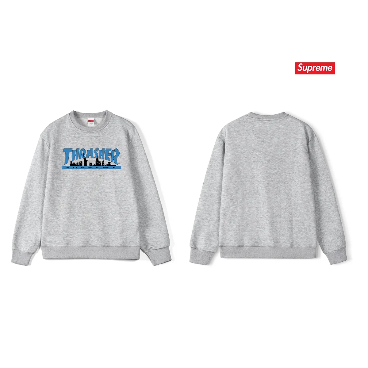 Style No. S1149 #terryp150💰 Plush 160💰 SUP 72FW Thras Skyline Tee flame joint trendy men's round neck sweatshirt Made of 400 grams of large terry (drop shoulder large version) fabric, soft texture and no pilling Imported environmentally friendly printing glue The pattern is bright and three-dimensional Quality 💥Same style for men and women The upper body is fashionable Color: black white gray Size: S M L XL XXL