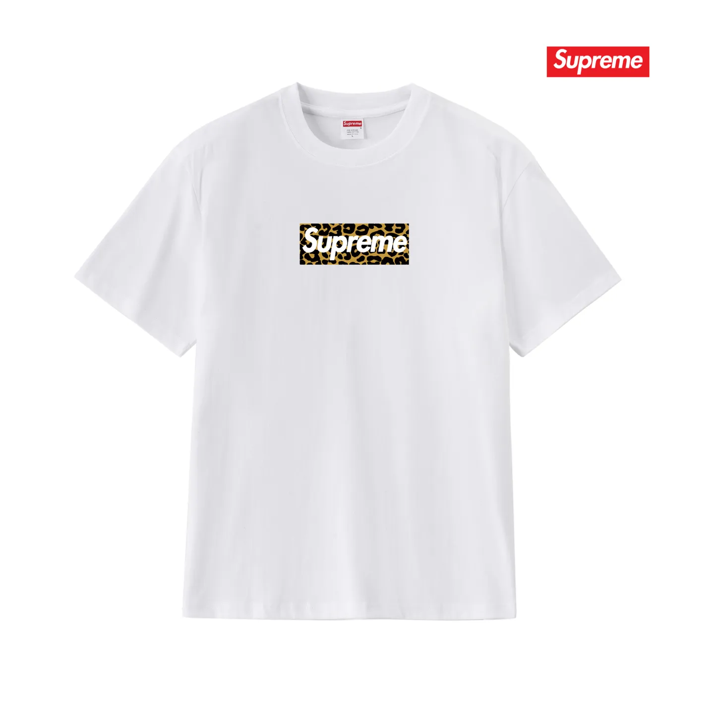 S154 P110💰 suprem SS24 Shanghai opening limited leopard print short-sleeved loose casual men and women couples trendy brand round neck T-shirt. Loose fit. Made of 260 grams of combed cotton double yarn. From fabric to accessories, all three standards are complete and follow ZP. Imported Matsui company slurry printing will never crack. The whole piece adopts three-needle five-thread process. The neckline-shoulder seam-sleeve seam is double-lined, which looks more three-dimensional and textured. The same process as the original version, classic version Feel free to compare zp. The whole piece adopts three-needle five-thread craftsmanship (neckline-shoulder seam-sleeve seam double thread, which looks more three-dimensional and textured). It has the same craftsmanship as the original original, classic version. Color: black, white, light gray, navy blue, pink. Size: S M L XL XXL