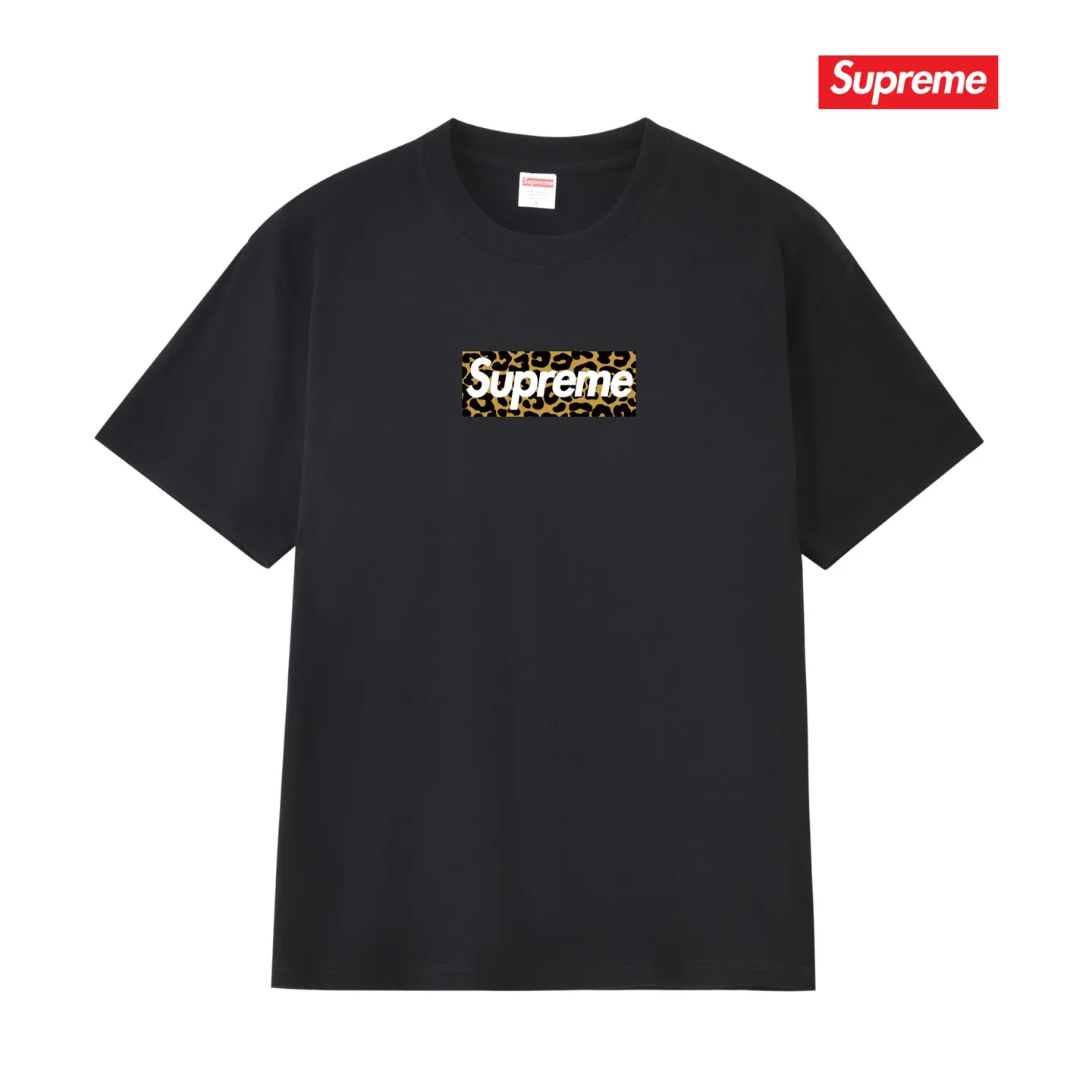 S154 P110💰 suprem SS24 Shanghai opening limited leopard print short-sleeved loose casual men and women couples trendy brand round neck T-shirt. Loose fit. Made of 260 grams of combed cotton double yarn. From fabric to accessories, all three standards are complete and follow ZP. Imported Matsui company slurry printing will never crack. The whole piece adopts three-needle five-thread process. The neckline-shoulder seam-sleeve seam is double-lined, which looks more three-dimensional and textured. The same process as the original version, classic version Feel free to compare zp. The whole piece adopts three-needle five-thread craftsmanship (neckline-shoulder seam-sleeve seam double thread, which looks more three-dimensional and textured). It has the same craftsmanship as the original original, classic version. Color: black, white, light gray, navy blue, pink. Size: S M L XL XXL
