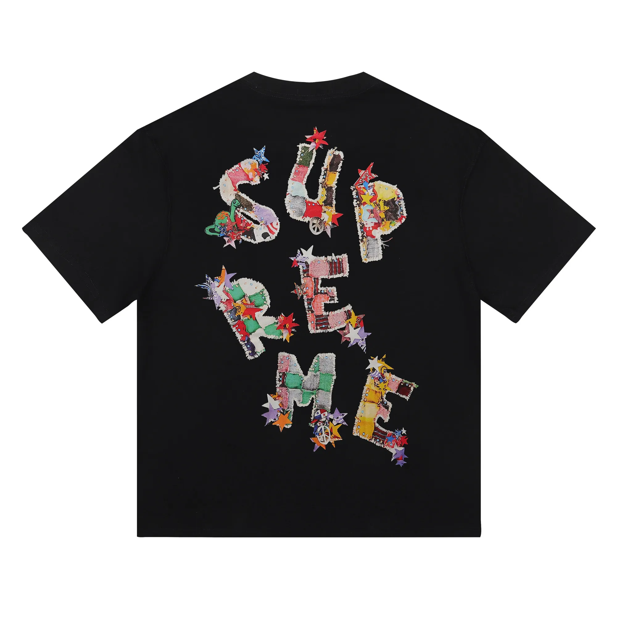 P150 Supreme SS24 WEEK1 Letter Printed Round Neck Short Sleeve T-shirt White Black SMLXL Size Shoulder Width Chest Length S 52 56 70 M 54 58 72 L 56 60 74 XL 58 62 76