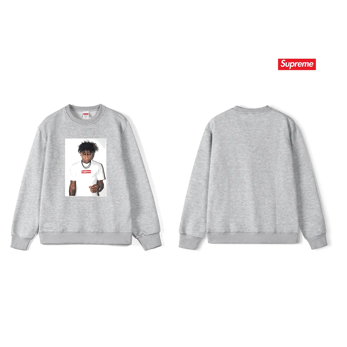 Style No. S1069 #terry p150💰 Velvet 160💰 Supreme FW23 Autumn and Winter Series WEEK1 NBA YOUNGBOY TEE character print round neck sweatshirt Made of 400g large terry (off-shoulder large version) fabric, soft and non-pilling texture, imported environmentally friendly printing glue, bright and three-dimensional pattern, quality 💥Same style for men and women, the upper body is trendy Color: black white gray Size: S M L XL XXL