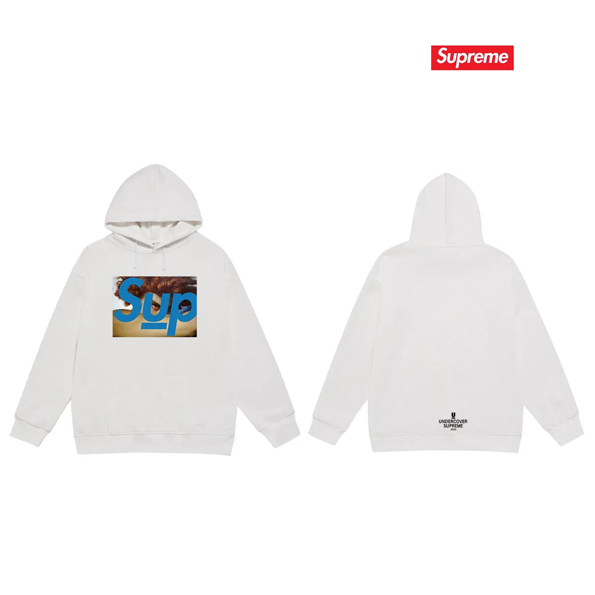 Style No. S2103 #terry P160💰 Velvet P170💰 Supreme SS23 Undercover Face co-branded human face hooded sweatshirt Made of 400g large terry 430g silver fox velvet (drop shoulder large version) fabric, soft texture and no pilling Imported environmentally friendly printing glue The pattern is bright and three-dimensional Quality 💥Same style for men and women The upper body is trendy Color: black white gray Size: S M L XL XXL