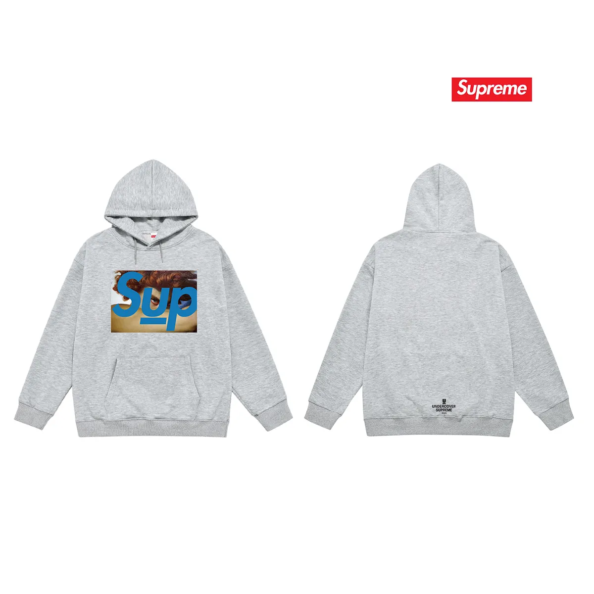 Style No. S2103 #terry P160💰 Velvet P170💰 Supreme SS23 Undercover Face co-branded human face hooded sweatshirt Made of 400g large terry 430g silver fox velvet (drop shoulder large version) fabric, soft texture and no pilling Imported environmentally friendly printing glue The pattern is bright and three-dimensional Quality 💥Same style for men and women The upper body is trendy Color: black white gray Size: S M L XL XXL