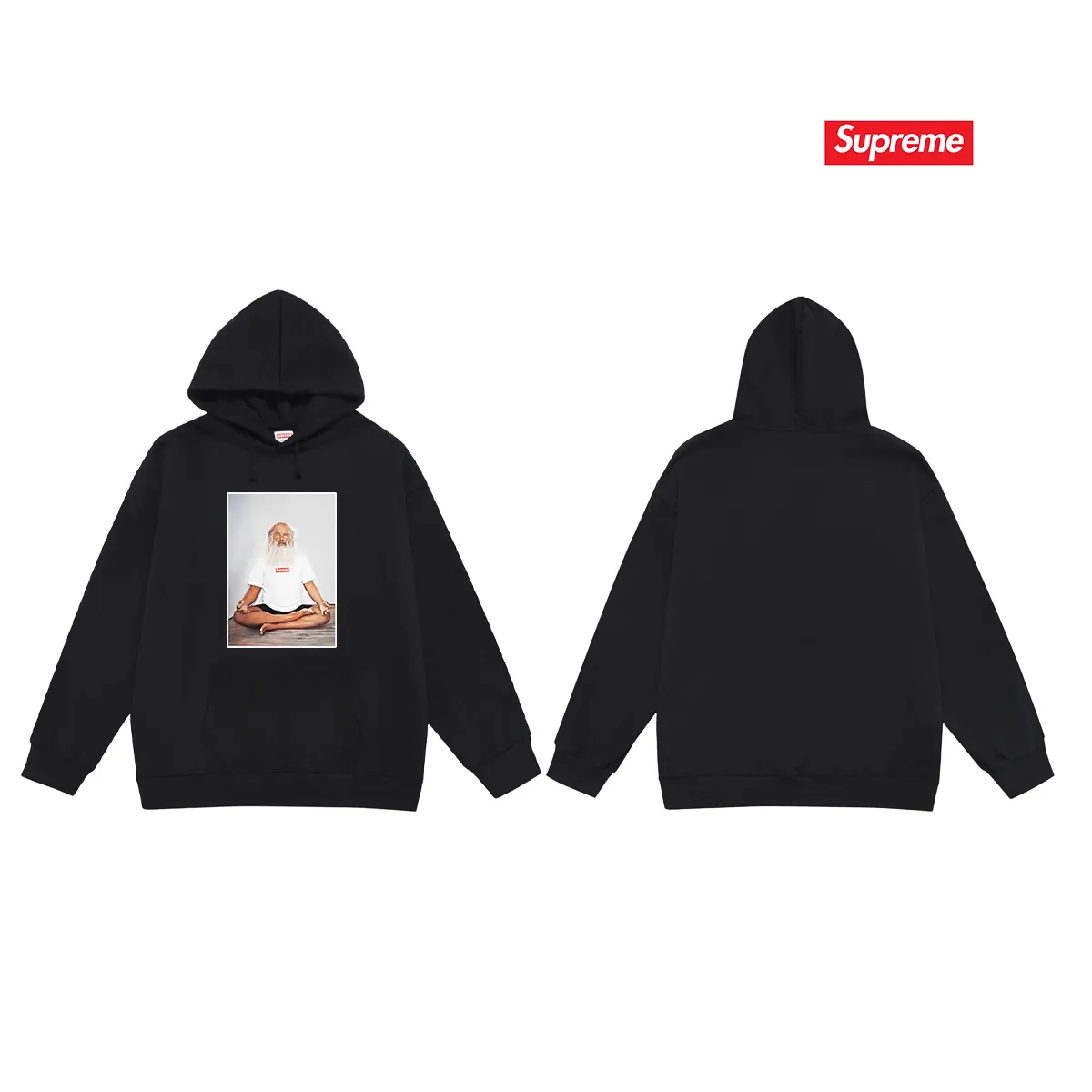 Style No. S2047 #terry P160💰 Velvet P170💰 Supreme Week 1 Rick Rubin Tee meditation character print hooded sweatshirt Made of 400g large terry 430g silver fox velvet (drop shoulder large version) fabric, soft and non-pilling texture, imported environmentally friendly printing glue, bright and three-dimensional pattern, quality 💥Same style for men and women. The upper body is trendy. Color: black white gray Size: S M L XL XXL