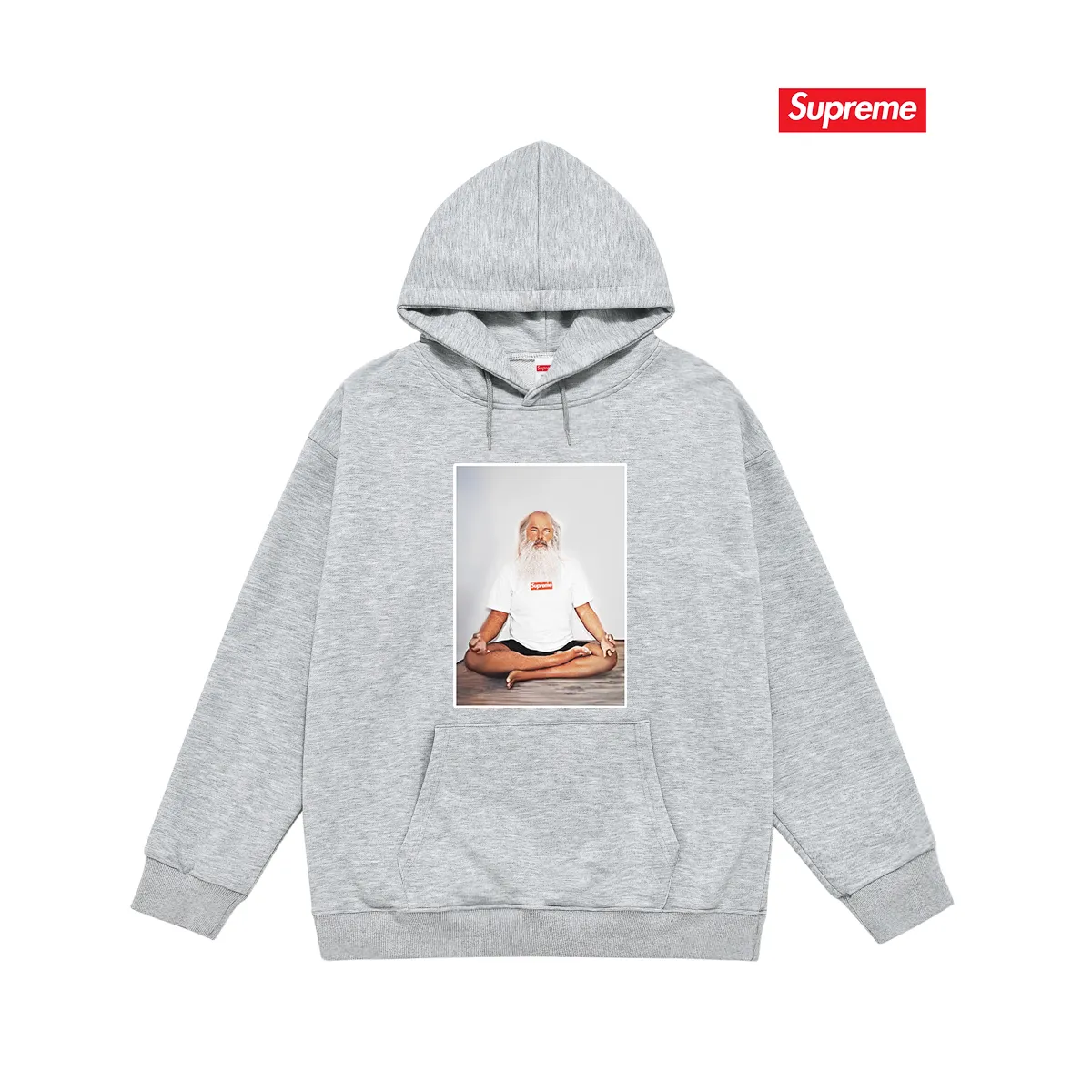 Style No. S2047 #terry P160💰 Velvet P170💰 Supreme Week 1 Rick Rubin Tee meditation character print hooded sweatshirt Made of 400g large terry 430g silver fox velvet (drop shoulder large version) fabric, soft and non-pilling texture, imported environmentally friendly printing glue, bright and three-dimensional pattern, quality 💥Same style for men and women. The upper body is trendy. Color: black white gray Size: S M L XL XXL