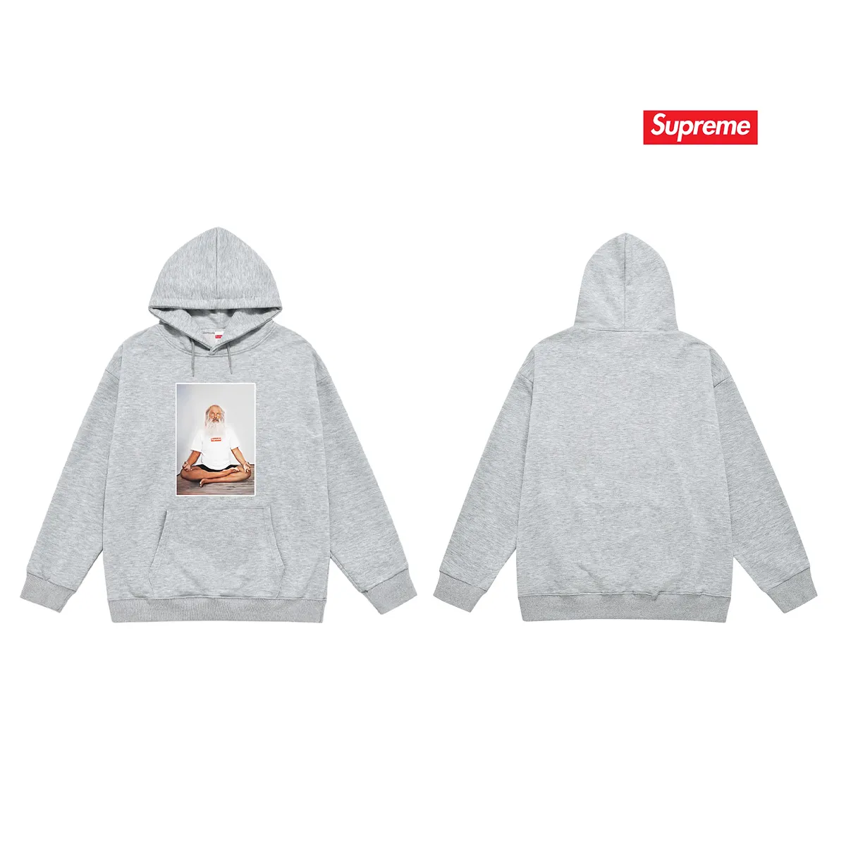 Style No. S2047 #terry P160💰 Velvet P170💰 Supreme Week 1 Rick Rubin Tee meditation character print hooded sweatshirt Made of 400g large terry 430g silver fox velvet (drop shoulder large version) fabric, soft and non-pilling texture, imported environmentally friendly printing glue, bright and three-dimensional pattern, quality 💥Same style for men and women. The upper body is trendy. Color: black white gray Size: S M L XL XXL