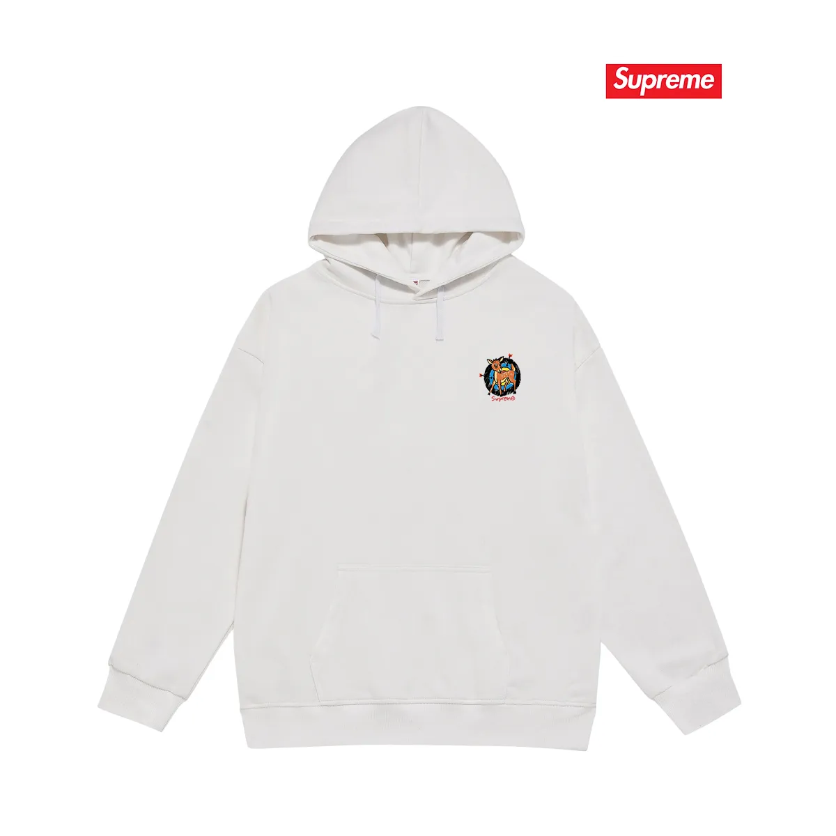 Style number S2052 #terry P160💰 Velvet P170💰 Supreme SS22 Week 1 Deer Tee deer target cartoon pattern printed hooded sweatshirt Made of 400g large terry 430g silver fox velvet (drop shoulder large version) fabric, soft texture and no pilling, imported environmentally friendly printing glue, bright and three-dimensional pattern, quality 💥same style for men and women, the upper body is trendy Color: black white Gray Size: S M L XL XXL