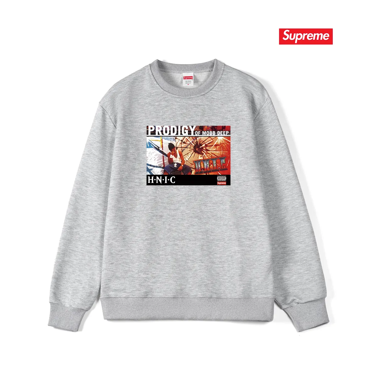 Style No. S1008 #terry p150💰 Velvet 160💰 Supreme Week 1 HNIC Tee rapper printed round neck sweatshirt Made of 400g large terry (drop shoulder large version) fabric, soft texture and no pilling Imported environmentally friendly printing glue The pattern is bright and three-dimensional Quality 💥Same style for men and women The upper body is fashionable Color: black white gray Size: S M L XL XXL