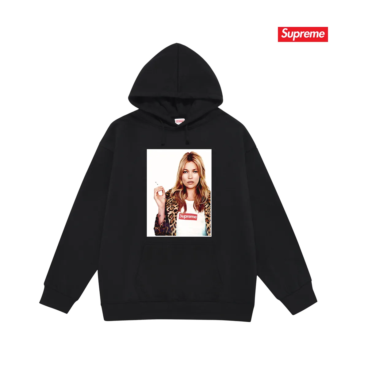 Style number S2190 #terry P160💰 Velvet P170💰 Supreme 12SS Kate Moss Photo Sticker Kate character hooded sweatshirt Made of 400g large terry 430g silver fox velvet (off-shoulder large version) fabric, soft texture and no pilling Imported environmentally friendly printing glue The pattern is bright and three-dimensional Quality 💥Same style for men and women The upper body is trendy Color: black white gray Size: S M L XL XXL