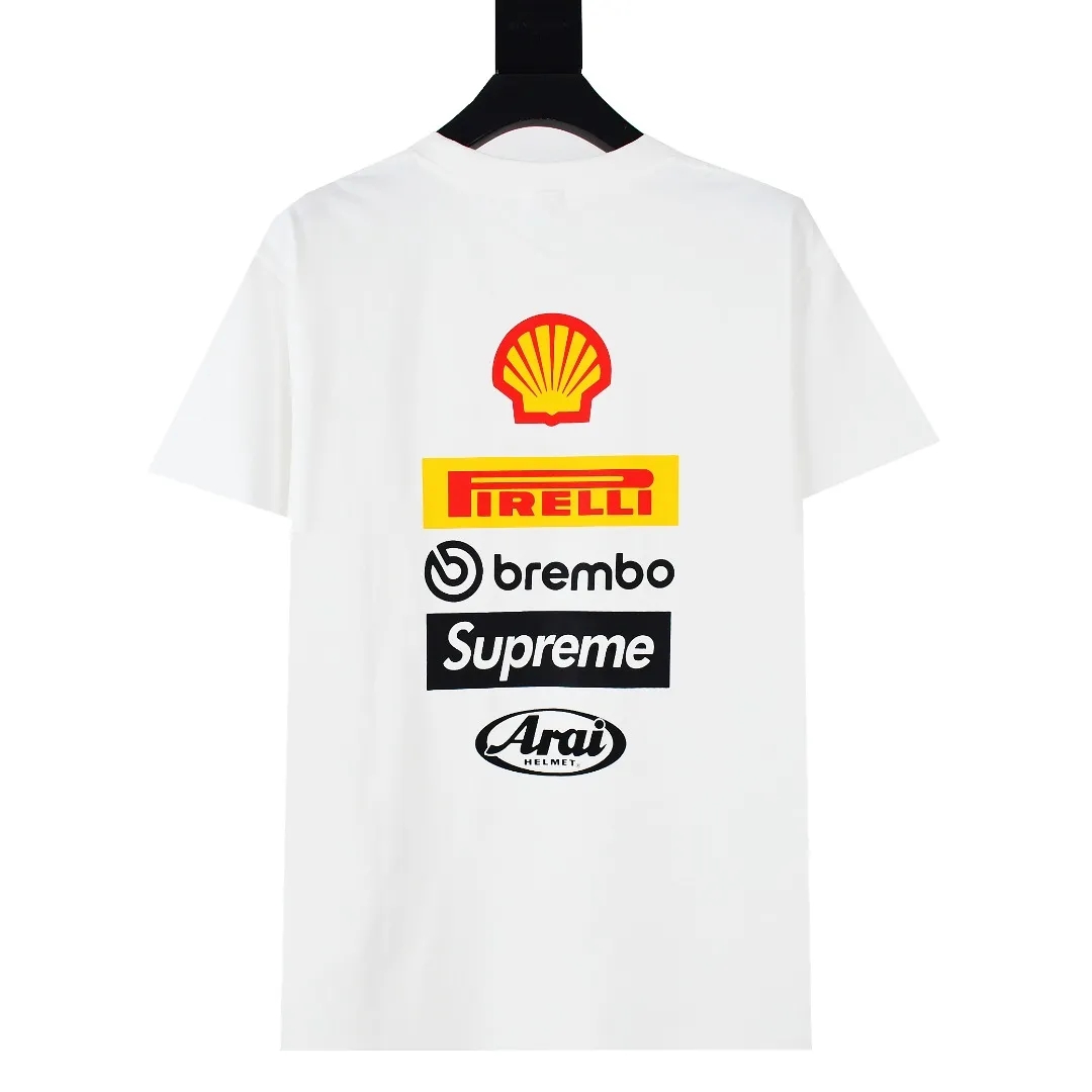 S374💰p150 Top version Supreme 24ss DUCATI SS24 Ducati co-branded short-sleeved T-shirt. Refuse to look at pictures to make products. Refuse to compare with wrong versions. Use cylinder seamless technology (original technology, there are no stitched bones on the side of the clothes. Key points of identification) The fabrics are all custom-woven and dyed, 280g weight, 100% cotton, cylindrical fabric. Cylindrical fabric is a knitted fabric woven with a cylinder loom. The needles are distributed in a cylindrical shape on the fuselage. The gray fabric is a large cylinder, which needs to be opened and shaped before it can be used further. There are no slits on the side of the clothes, so there is no washing label on the side of ordinary short-sleeves. There is only one collar label behind the neck. The printing uses thermosetting ink printing imported from Belgium (different from conventional heat transfer printing), also known as plastic ink, or self-adhesive ink. Its ingredients are: mainly composed of polyvinyl chloride (PVC) and phthalates. PVC and phthalates, solid color The thermosetting ink is composed of a mixture of agents, stabilizers, and thickeners. It is not the digital direct printing marketed on the market. The printing texture of thermosetting ink cannot be achieved by digital direct printing. The collar label has a watermark anti-counterfeiting effect, a real anti-counterfeiting layer, a version with a high probability of passing the inspection, and the original packaging picture has a high probability of passing the test. Size：S-XL