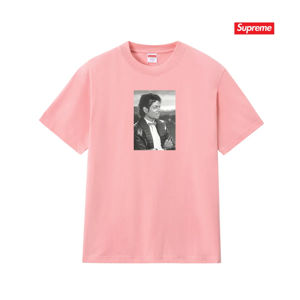 S198 P110💰 SS17 Michael Jackson Tee Michael Jackson pattern printed short-sleeved T-shirt with loose round neck T. Loose fit. Made of 260g combed cotton double yarn. From fabric to accessories, all three standards are complete and follow ZP. Imported Matsui Company slurry printing will never crack. The whole piece adopts three-needle five-thread technology. The neckline-shoulder seam-sleeve seam is double-lined, which looks more three-dimensional and textured.) The same process as the original version, classic version Feel free to compare zp. The whole piece adopts three-needle five-thread craftsmanship (neckline-shoulder seam-sleeve seam double thread, which looks more three-dimensional and textured). It has the same craftsmanship as the original original, classic version. Color: black, white, light gray, pink, navy. Size: S M L XL XXL