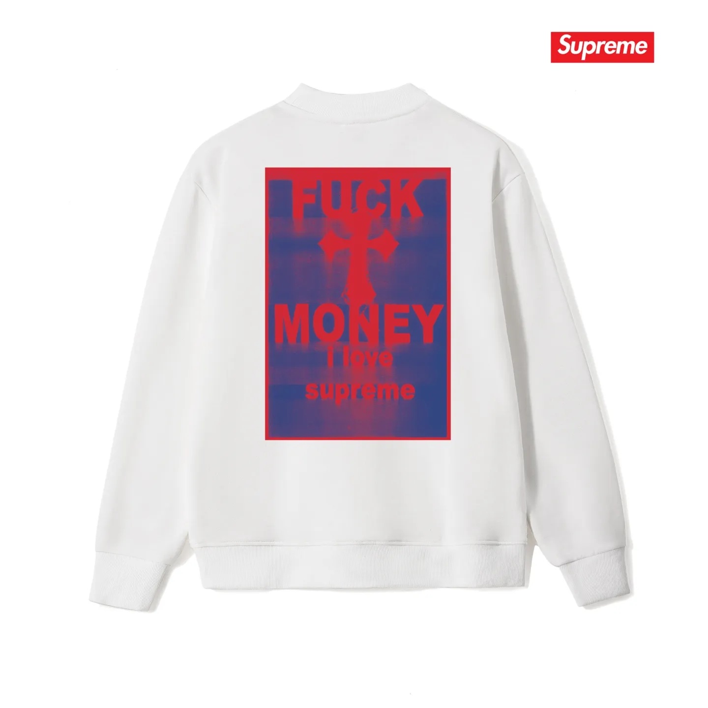 Style No. S1085 #terry p150💰 Velvet 160💰 Supreme FW24 WEEK1 Money Tee Letter cross print on the back round neck sweatshirt Made of 400 grams of large terry (drop shoulder large version) fabric, soft texture and no pilling Imported environmentally friendly printing glue The pattern is bright and three-dimensional Quality 💥Same style for men and women The upper body is trendy Color: black white gray Size: S M L XL XXL