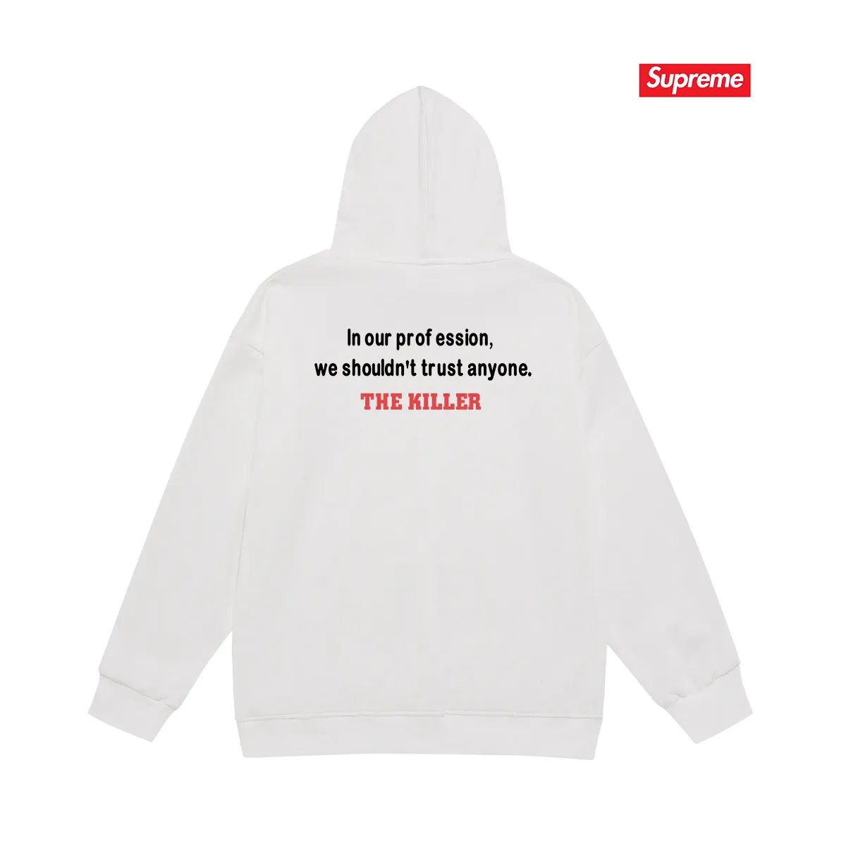 Style No. S2036 #terry P160💰 Velvet P170💰 Supreme FW18 The Killer Trust Tee Red Chow Yun-fat printed hooded sweatshirt Made of 400g large terry 430g silver fox velvet (drop shoulder large version) fabric, soft texture and no pilling Imported environmentally friendly printing glue The pattern is bright and three-dimensional Quality 💥Same style for men and women The upper body is trendy Color: black White Gray Size: S M L XL XXL