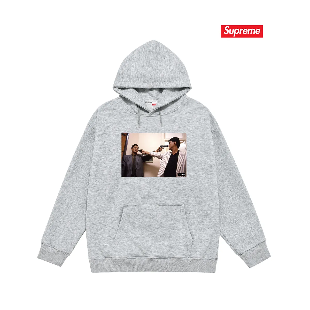 Style No. S2036 #terry P160💰 Velvet P170💰 Supreme FW18 The Killer Trust Tee Red Chow Yun-fat printed hooded sweatshirt Made of 400g large terry 430g silver fox velvet (drop shoulder large version) fabric, soft texture and no pilling Imported environmentally friendly printing glue The pattern is bright and three-dimensional Quality 💥Same style for men and women The upper body is trendy Color: black White Gray Size: S M L XL XXL