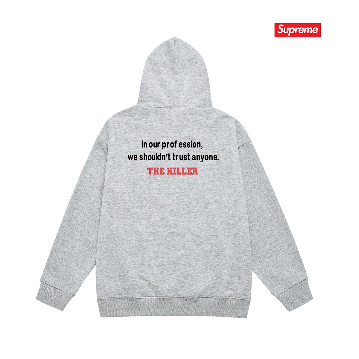 Style No. S2036 #terry P160💰 Velvet P170💰 Supreme FW18 The Killer Trust Tee Red Chow Yun-fat printed hooded sweatshirt Made of 400g large terry 430g silver fox velvet (drop shoulder large version) fabric, soft texture and no pilling Imported environmentally friendly printing glue The pattern is bright and three-dimensional Quality 💥Same style for men and women The upper body is trendy Color: black White Gray Size: S M L XL XXL