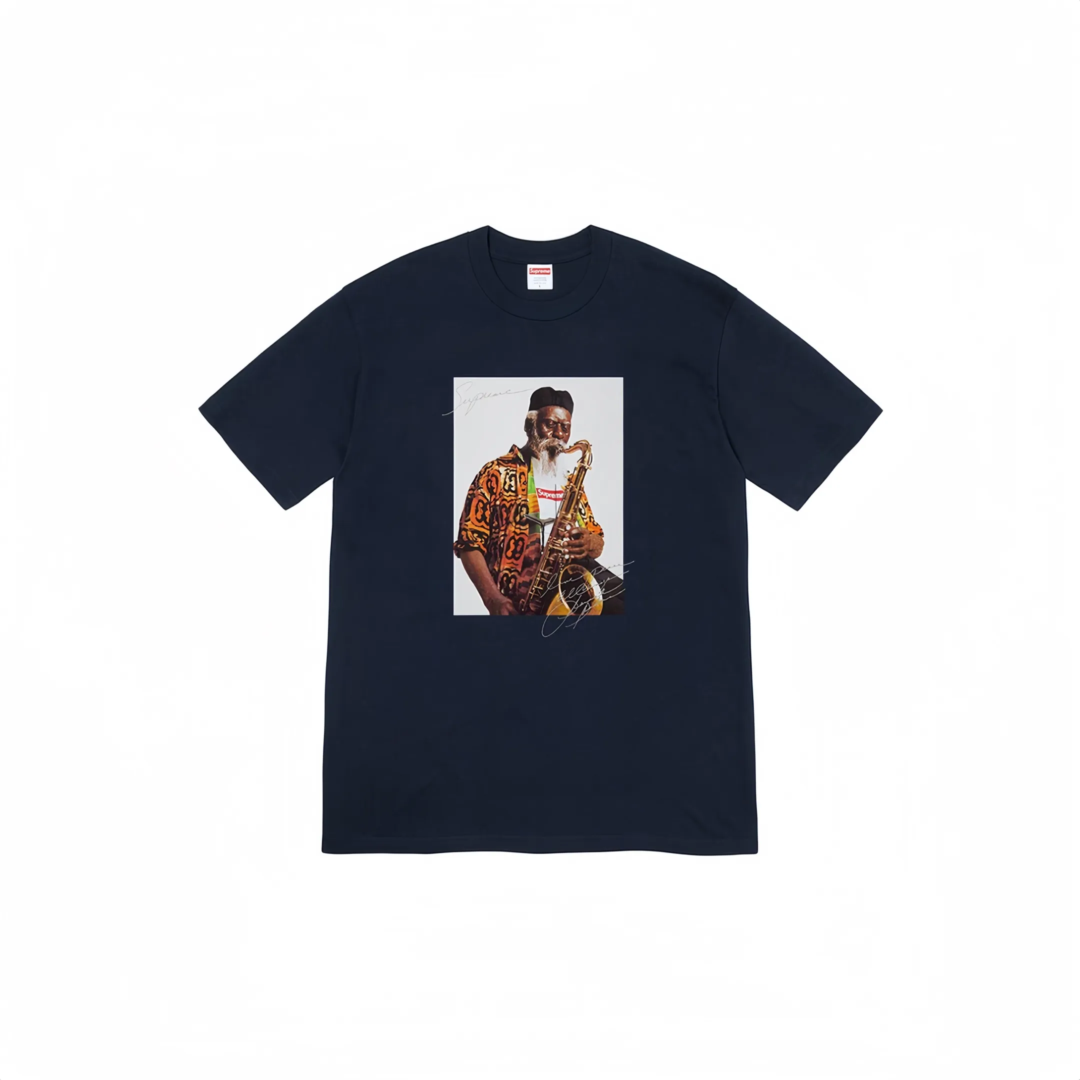 #S34 P110💰 Supreme Pharoah Sanders Tee Saxophone character round neck short-sleeved T-shirt is made of 260 grams of combed cotton double yarn. From fabric to accessories, all three standards are complete and follow ZP. The slurry printing imported from Matsui Company will never crack. The whole piece adopts three-needle and five-thread technology. The neckline-shoulder seam-sleeve seam is double-lined, which looks more three-dimensional and textured.) The same process as the original version, classic version Feel free to compare zp. The whole piece adopts three-needle five-thread craftsmanship (neckline-shoulder seam-sleeve seam double thread, which looks more three-dimensional and textured). It has the same craftsmanship as the original original, classic version. Color: black, white, red, yellow, navy, green, purple. Size: S M L XL XXL