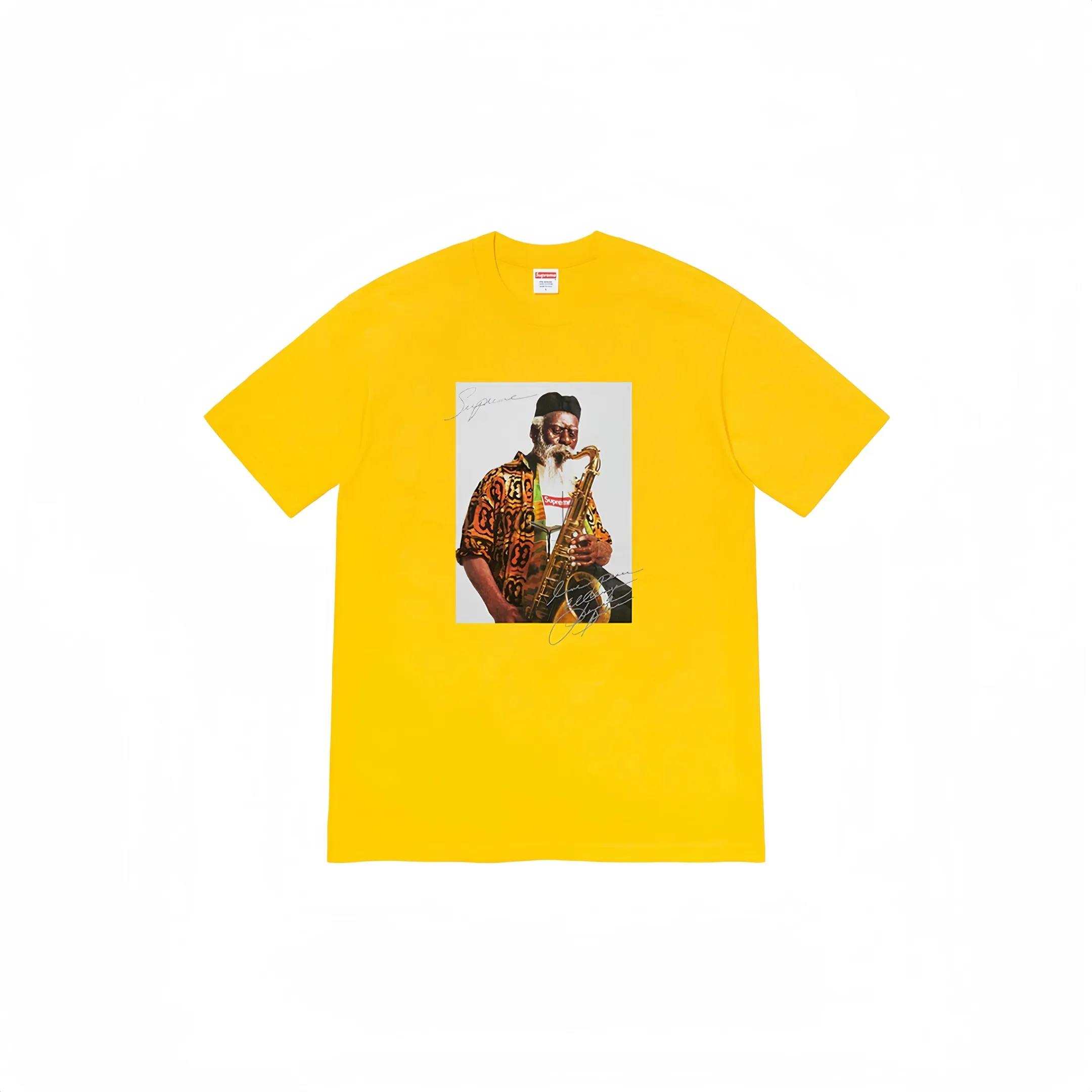 #S34 P110💰 Supreme Pharoah Sanders Tee Saxophone character round neck short-sleeved T-shirt is made of 260 grams of combed cotton double yarn. From fabric to accessories, all three standards are complete and follow ZP. The slurry printing imported from Matsui Company will never crack. The whole piece adopts three-needle and five-thread technology. The neckline-shoulder seam-sleeve seam is double-lined, which looks more three-dimensional and textured.) The same process as the original version, classic version Feel free to compare zp. The whole piece adopts three-needle five-thread craftsmanship (neckline-shoulder seam-sleeve seam double thread, which looks more three-dimensional and textured). It has the same craftsmanship as the original original, classic version. Color: black, white, red, yellow, navy, green, purple. Size: S M L XL XXL