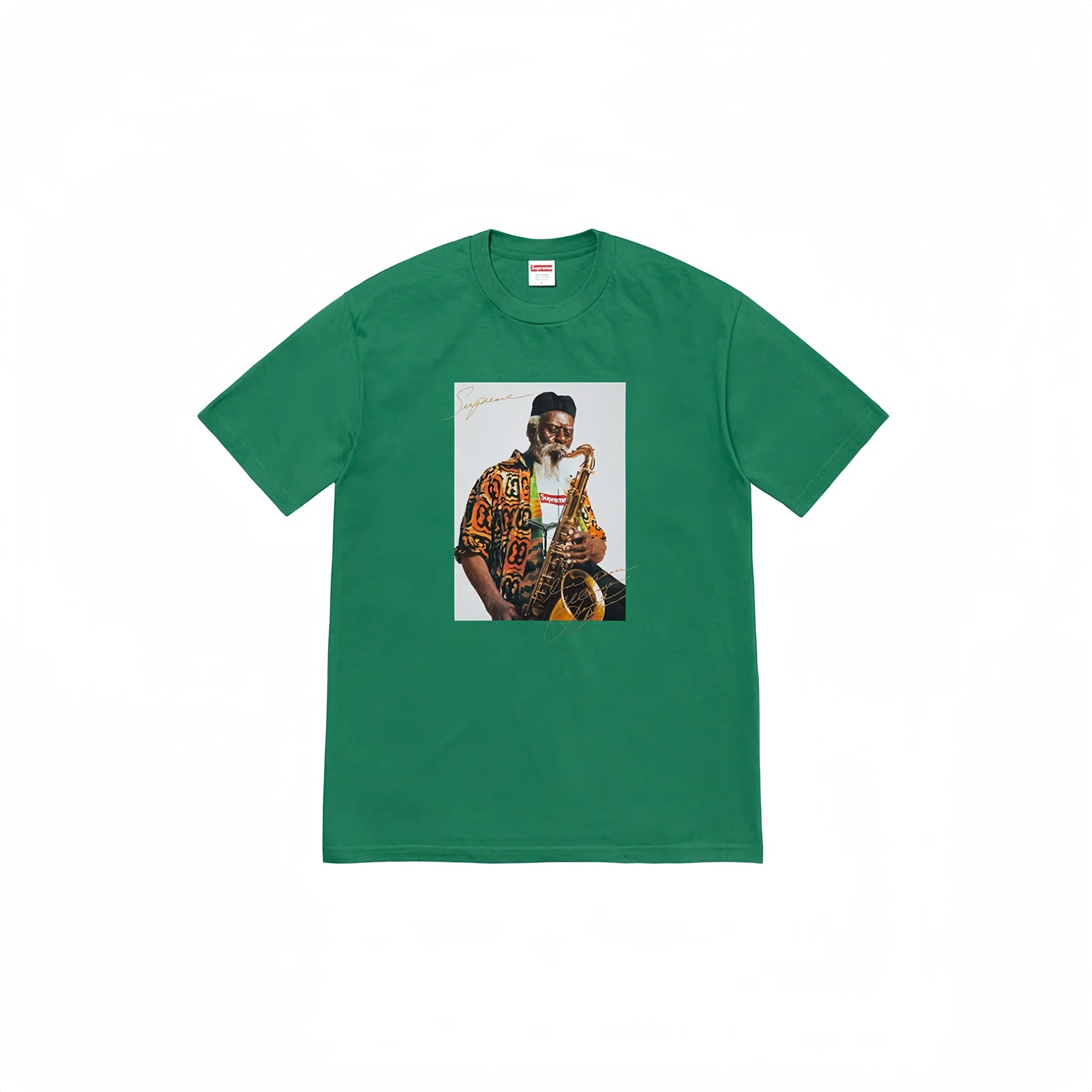 #S34 P110💰 Supreme Pharoah Sanders Tee Saxophone character round neck short-sleeved T-shirt is made of 260 grams of combed cotton double yarn. From fabric to accessories, all three standards are complete and follow ZP. The slurry printing imported from Matsui Company will never crack. The whole piece adopts three-needle and five-thread technology. The neckline-shoulder seam-sleeve seam is double-lined, which looks more three-dimensional and textured.) The same process as the original version, classic version Feel free to compare zp. The whole piece adopts three-needle five-thread craftsmanship (neckline-shoulder seam-sleeve seam double thread, which looks more three-dimensional and textured). It has the same craftsmanship as the original original, classic version. Color: black, white, red, yellow, navy, green, purple. Size: S M L XL XXL