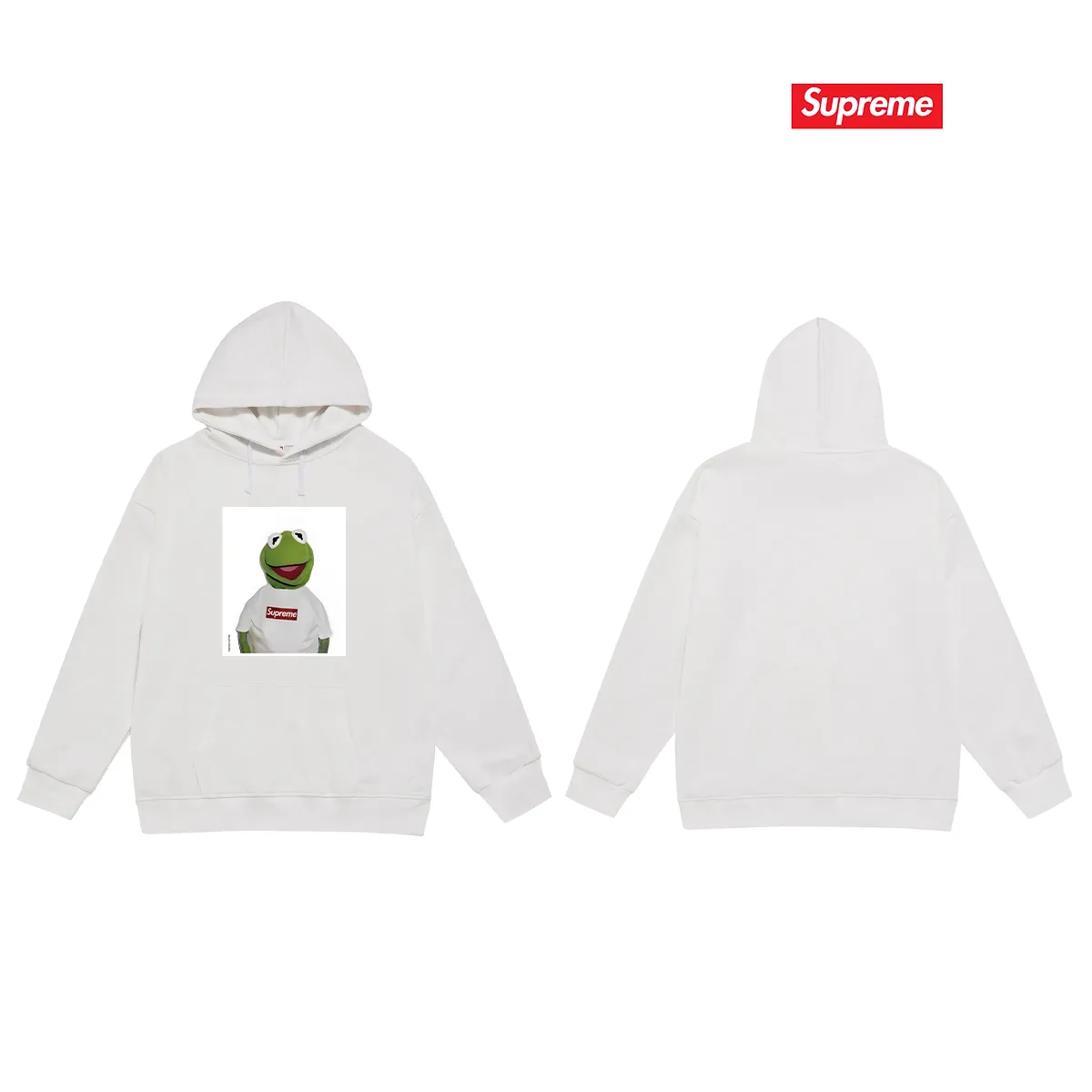 Style No. S2174 #terry P160💰 Velvet P170💰 Sup 74ss Summer new Komi Frog hooded sweatshirt Made of 400g large terry 430g silver fox velvet (off-shoulder large version) fabric, soft texture and no pilling Imported environmentally friendly printing glue The pattern is bright and three-dimensional Quality 💥Same style for men and women The upper body is trendy Color: black white gray Size: S M L XL XXL
