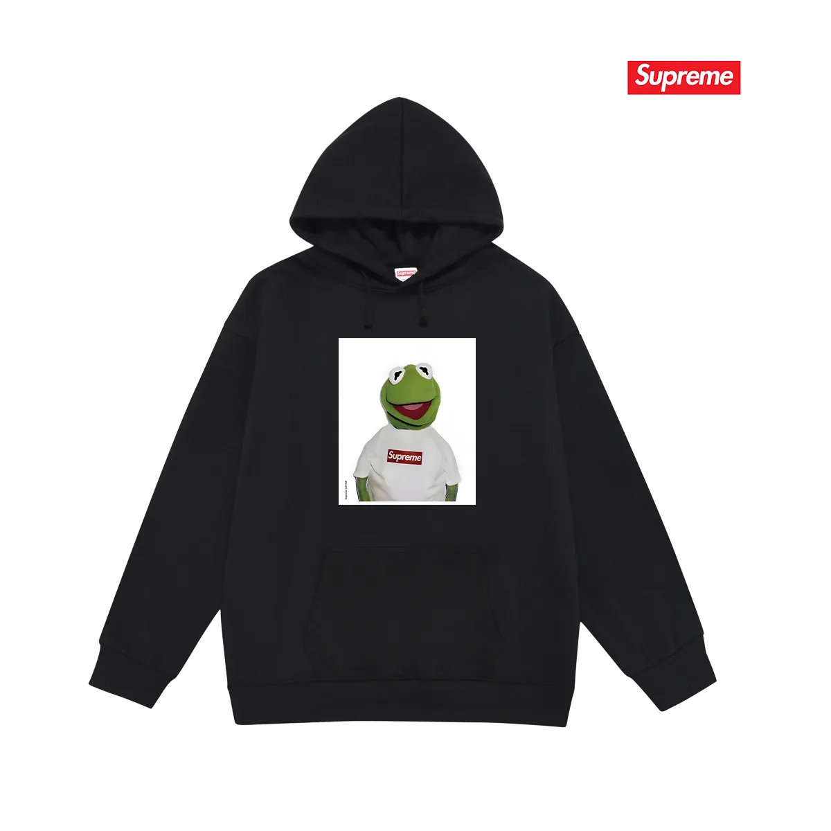 Style No. S2174 #terry P160💰 Velvet P170💰 Sup 74ss Summer new Komi Frog hooded sweatshirt Made of 400g large terry 430g silver fox velvet (off-shoulder large version) fabric, soft texture and no pilling Imported environmentally friendly printing glue The pattern is bright and three-dimensional Quality 💥Same style for men and women The upper body is trendy Color: black white gray Size: S M L XL XXL