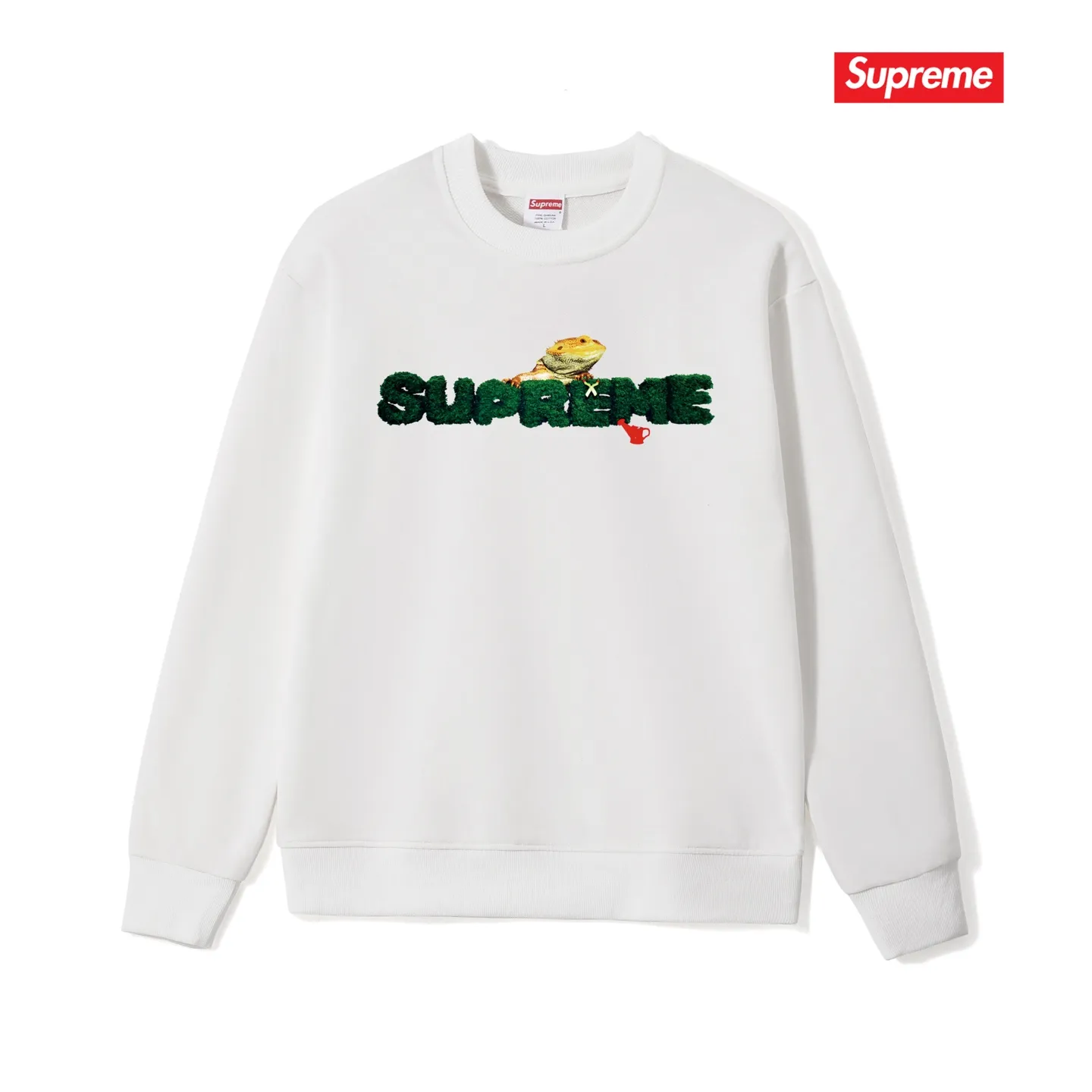 Style No. S1041 #terry p150💰 Velvet 160💰 Supreme Week 18 Lizard Tee Lizard pattern logo round neck sweatshirt Made of 400g large terry (drop shoulder large version) fabric, soft texture and no pilling Imported environmentally friendly printing glue The pattern is bright and three-dimensional Quality 💥Same style for men and women The upper body is trendy Color: black white gray Size: S M L XL XXL