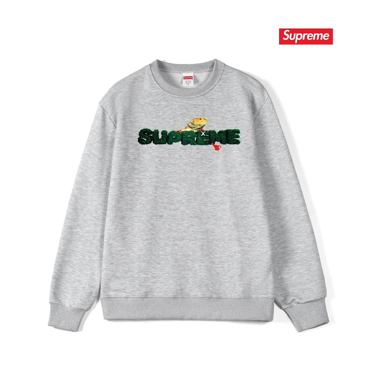 Style No. S1041 #terry p150💰 Velvet 160💰 Supreme Week 18 Lizard Tee Lizard pattern logo round neck sweatshirt Made of 400g large terry (drop shoulder large version) fabric, soft texture and no pilling Imported environmentally friendly printing glue The pattern is bright and three-dimensional Quality 💥Same style for men and women The upper body is trendy Color: black white gray Size: S M L XL XXL