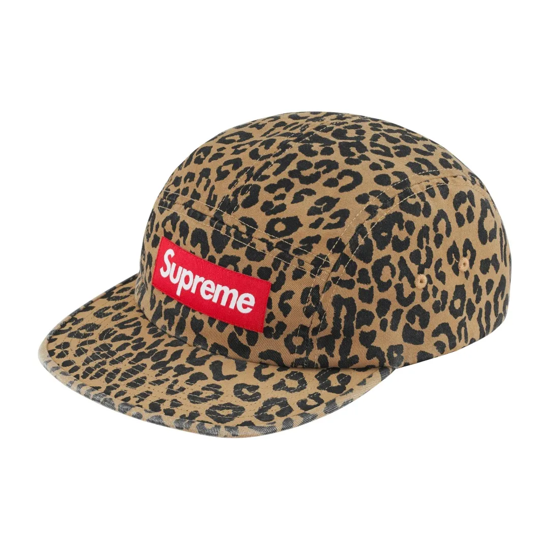 🅿️136 S179 Supreme 24SS Washed Chino Leather Buckle Baseball Cap Peaked Cap Color: Black Red Leopard Print Washed Blue Snake Print