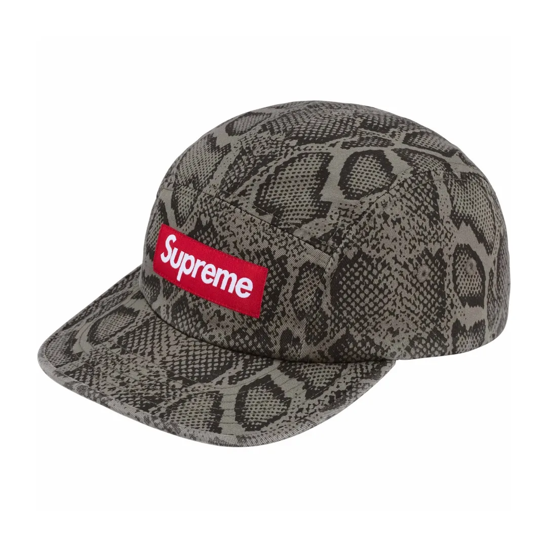 🅿️136 S179 Supreme 24SS Washed Chino Leather Buckle Baseball Cap Peaked Cap Color: Black Red Leopard Print Washed Blue Snake Print