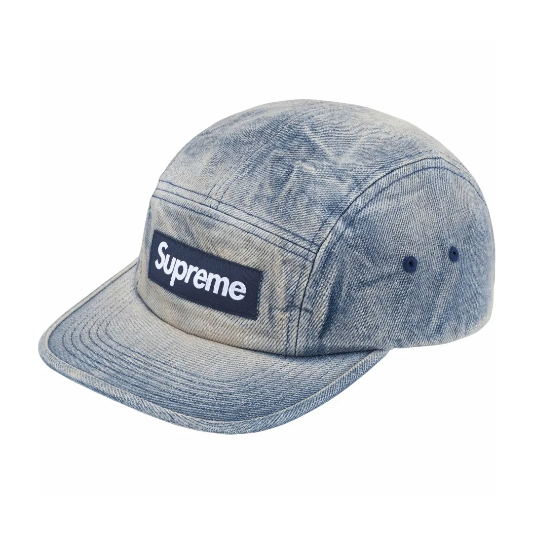 🅿️136 S179 Supreme 24SS Washed Chino Leather Buckle Baseball Cap Peaked Cap Color: Black Red Leopard Print Washed Blue Snake Print
