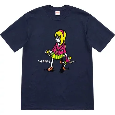S134 P110💰 19SS Suzie Switchblade Tee Suzie little girl printed short-sleeved T-shirt for men and women, pure cotton, loose fit, using 260 grams of combed cotton double yarn, all three standards from fabrics to accessories, ZP, imported Matsui company slurry printing will never crack, the whole piece adopts three-needle five-thread process. The neckline-shoulder seam-sleeve seam is double-lined, which looks more three-dimensional and textured) The same process as the authentic original, classic version Feel free to compare zp. The whole piece adopts three-needle five-thread craftsmanship (neckline-shoulder seam-sleeve seam double thread, which looks more three-dimensional and textured). It has the same craftsmanship as the original original, classic version. Color: Black, White, Red, Navy Blue, Orange, Purple. Size: S M L XL XXL