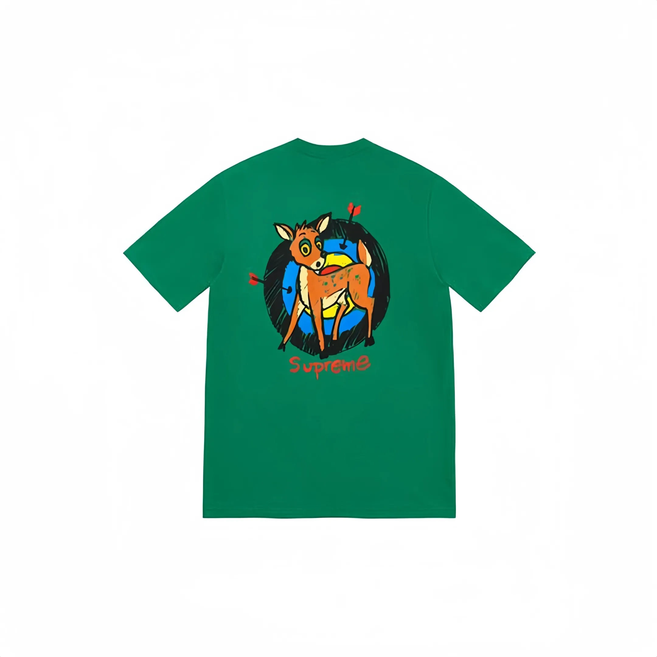 #S52 P110💰 Supreme SS22 Week 1 Deer Tee Deer target cartoon pattern printed round neck short-sleeved T-shirt is made of 260 grams of combed cotton double yarn. From fabric to accessories, all three standards are complete and ZP is imported. Matsui company’s slurry printing will never crack. The whole piece is made of three-needle five-thread technology. The neckline-shoulder seam-sleeve seam is double-lined, which looks more three-dimensional and textured.) The same process as the original version, classic version Feel free to compare zp. The whole piece adopts three-needle five-thread craftsmanship. The neckline-shoulder seam-sleeve seam is double-threaded, which looks more three-dimensional and textured.) It has the same craftsmanship as the original original, classic version. Color: Purple Black Green White Size: S M L XL XXL