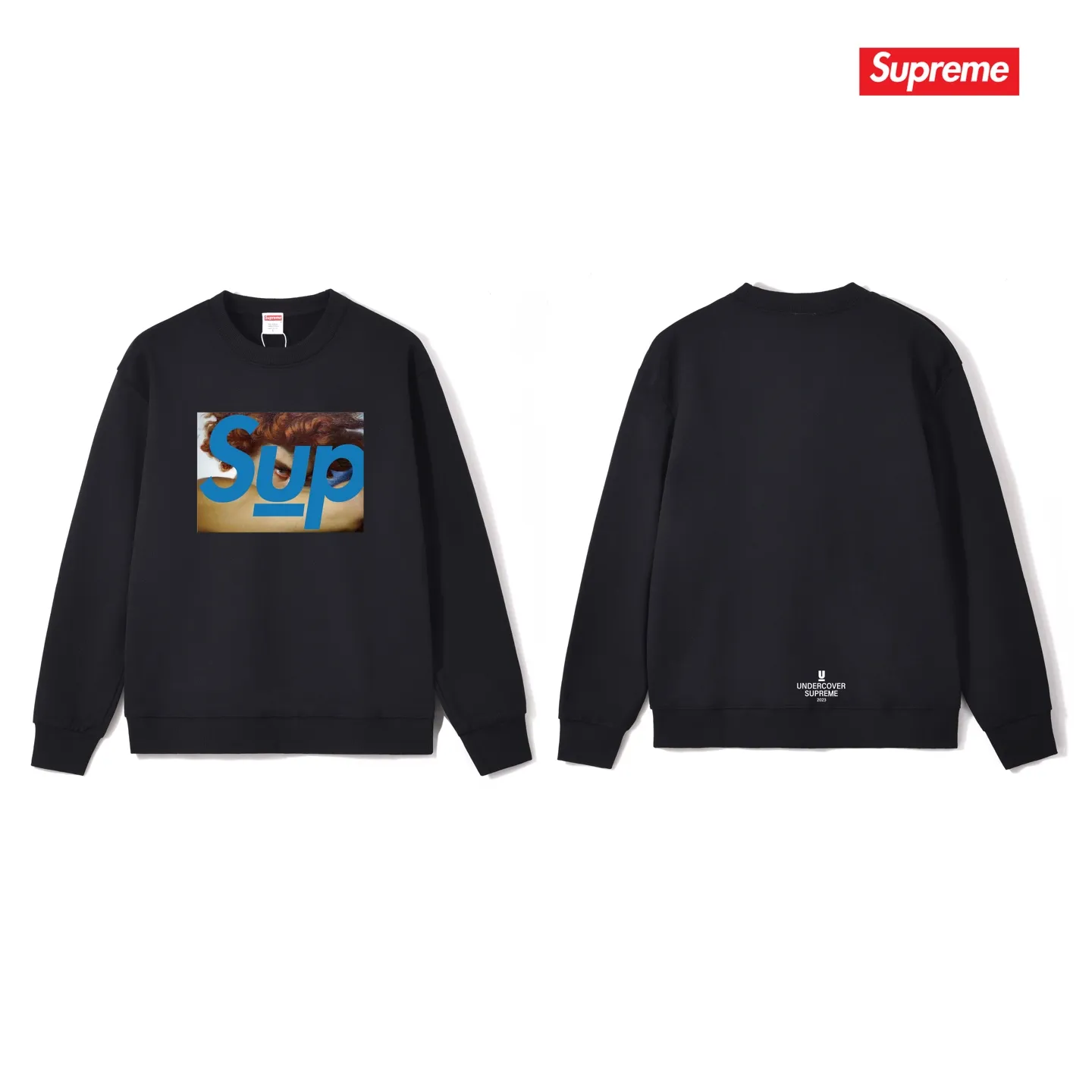 Style No. S1103 #terry p150💰 Velvet 160💰 Supreme SS23 Undercover Face co-branded human face round neck sweatshirt Made of 400 grams of large terry (drop shoulder large version) fabric, soft texture and no pilling Imported environmentally friendly printing glue The pattern is bright and three-dimensional Quality 💥Same style for men and women The upper body is trendy Color: black white gray Size: S M L XL XXL