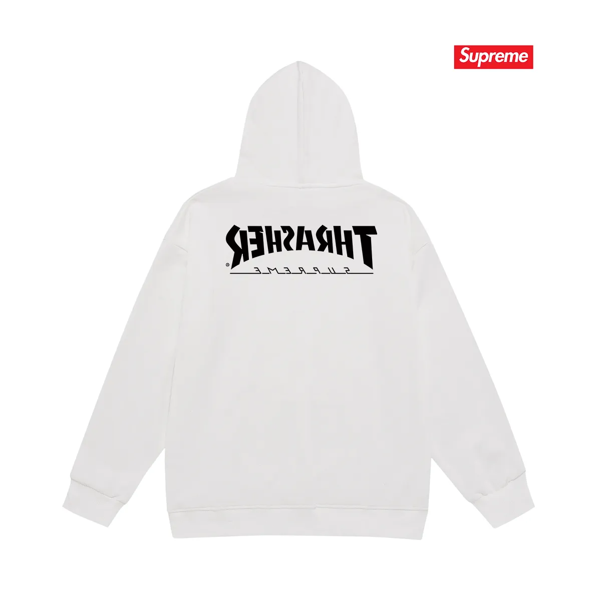 Style No. S2086 #terry P160💰 Velvet P170💰 Supreme Week 5 x Thrasher co-branded Game Tee hooded sweatshirt Made of 400g large terry 430g silver fox velvet (off-shoulder large version) fabric, soft and non-pilling, imported environmentally friendly printing glue, bright and three-dimensional pattern, quality 💥same style for men and women, the upper body is trendy Color: black white gray Size: S M L XL XXL