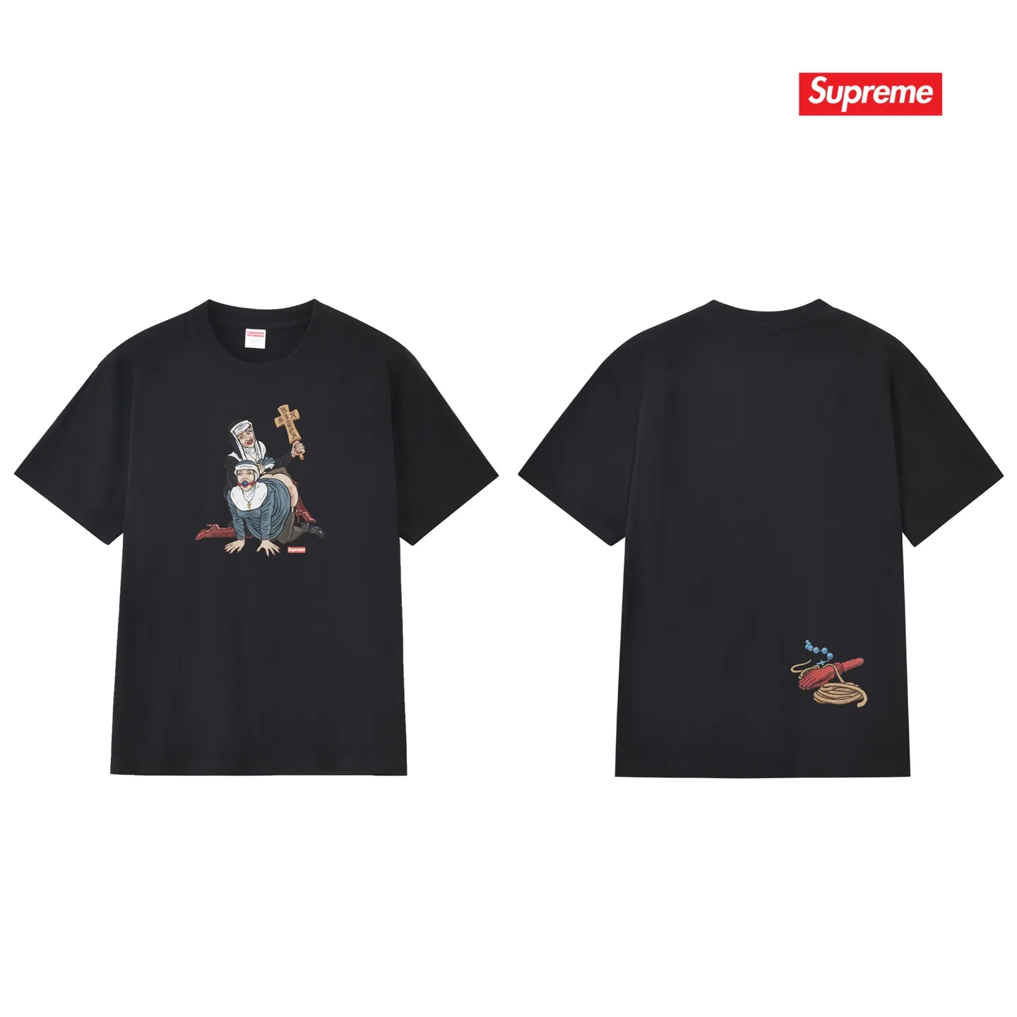 S196 P110💰 Sup American trendy printed short-sleeved loose ins casual versatile men's and women's new summer tops and trendy brand T-shirts. Loose fit. Made of 260g combed cotton double yarn. All three standards are complete from fabrics to accessories. ZP. Imported Matsui company's slurry printing will never crack. The whole piece adopts three-needle five-thread technology. The neckline-shoulder seam-sleeve seam is double-lined, which looks more three-dimensional and textured. The same process as the original version, classic version. Feel free to compare zp. The whole piece adopts three-needle five-thread craftsmanship (neckline-shoulder seam-sleeve seam double thread, which looks more three-dimensional and textured). It has the same craftsmanship as the original original, classic version. Color: black, white, light gray, pink, navy. Size: S M L XL XXL