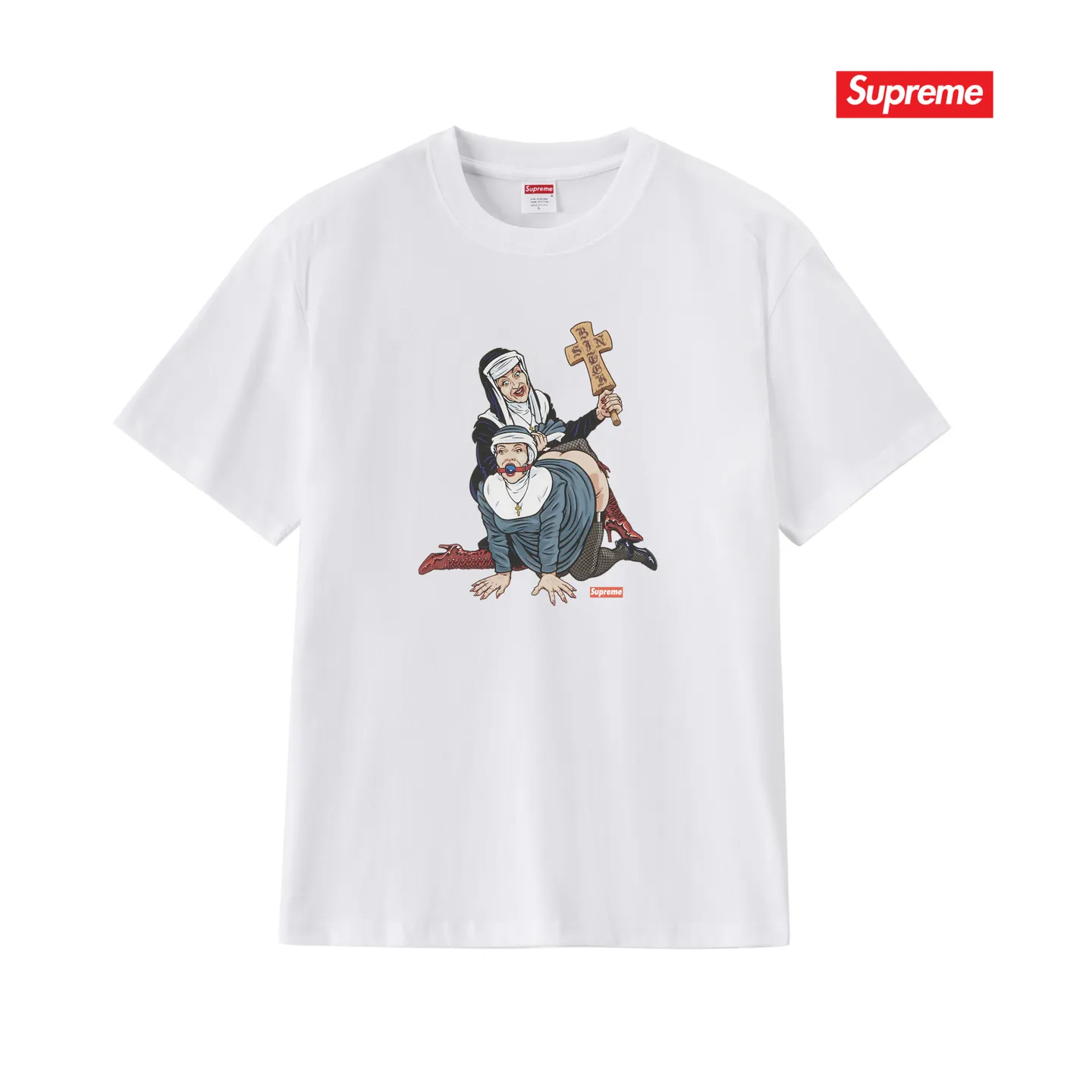 S196 P110💰 Sup American trendy printed short-sleeved loose ins casual versatile men's and women's new summer tops and trendy brand T-shirts. Loose fit. Made of 260g combed cotton double yarn. All three standards are complete from fabrics to accessories. ZP. Imported Matsui company's slurry printing will never crack. The whole piece adopts three-needle five-thread technology. The neckline-shoulder seam-sleeve seam is double-lined, which looks more three-dimensional and textured. The same process as the original version, classic version. Feel free to compare zp. The whole piece adopts three-needle five-thread craftsmanship (neckline-shoulder seam-sleeve seam double thread, which looks more three-dimensional and textured). It has the same craftsmanship as the original original, classic version. Color: black, white, light gray, pink, navy. Size: S M L XL XXL