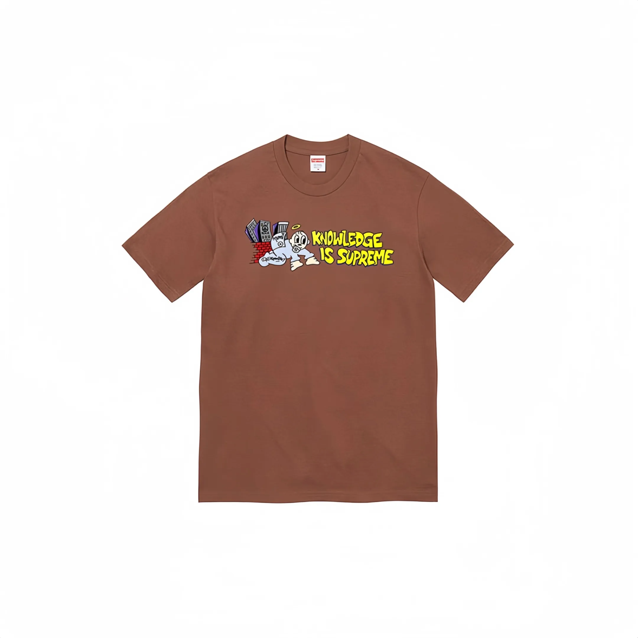 #S27 P110💰 Supreme SS22 Week 1 Knowledge Tee Round neck pullover cartoon short-sleeved T-shirt is made of 260 grams of combed cotton double yarn. From fabrics to accessories, all three standards are complete and follow ZP. The slurry printing imported from Matsui Company will never crack. The whole piece is made of three-needle five-thread technology. The neckline-shoulder seam-sleeve seam is double-lined, which looks more three-dimensional and textured. The same process as the original version, classic version Feel free to compare zp. The whole piece adopts three-needle five-thread craftsmanship (neckline-shoulder seam-sleeve seam double thread, which looks more three-dimensional and textured). It has the same craftsmanship as the original original, classic version. Color: black, white, brown, purple, red. Size: S M L XL XXL