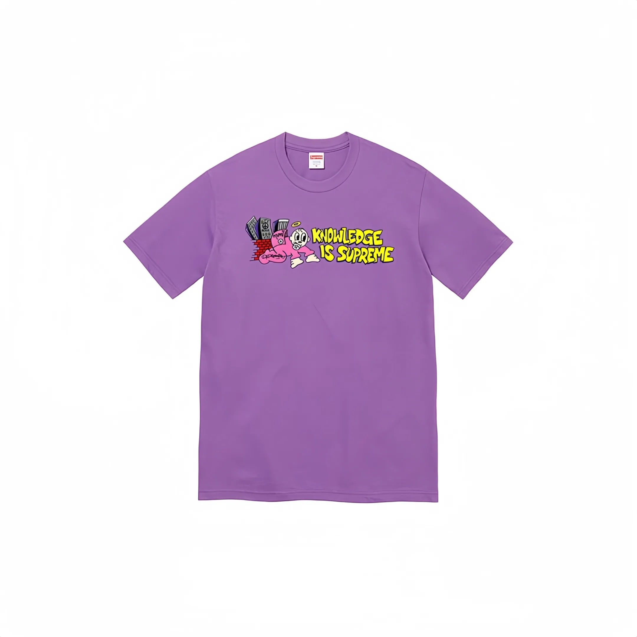 #S27 P110💰 Supreme SS22 Week 1 Knowledge Tee Round neck pullover cartoon short-sleeved T-shirt is made of 260 grams of combed cotton double yarn. From fabrics to accessories, all three standards are complete and follow ZP. The slurry printing imported from Matsui Company will never crack. The whole piece is made of three-needle five-thread technology. The neckline-shoulder seam-sleeve seam is double-lined, which looks more three-dimensional and textured. The same process as the original version, classic version Feel free to compare zp. The whole piece adopts three-needle five-thread craftsmanship (neckline-shoulder seam-sleeve seam double thread, which looks more three-dimensional and textured). It has the same craftsmanship as the original original, classic version. Color: black, white, brown, purple, red. Size: S M L XL XXL