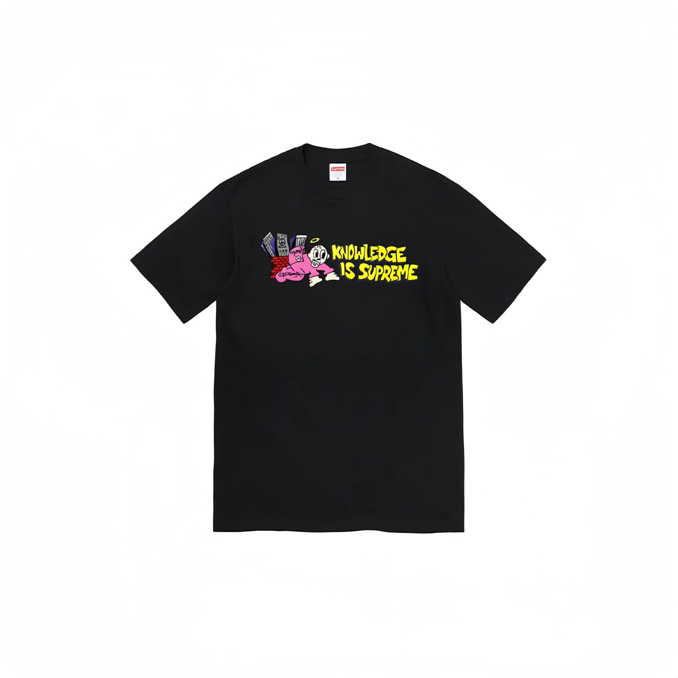 #S27 P110💰 Supreme SS22 Week 1 Knowledge Tee Round neck pullover cartoon short-sleeved T-shirt is made of 260 grams of combed cotton double yarn. From fabrics to accessories, all three standards are complete and follow ZP. The slurry printing imported from Matsui Company will never crack. The whole piece is made of three-needle five-thread technology. The neckline-shoulder seam-sleeve seam is double-lined, which looks more three-dimensional and textured. The same process as the original version, classic version Feel free to compare zp. The whole piece adopts three-needle five-thread craftsmanship (neckline-shoulder seam-sleeve seam double thread, which looks more three-dimensional and textured). It has the same craftsmanship as the original original, classic version. Color: black, white, brown, purple, red. Size: S M L XL XXL